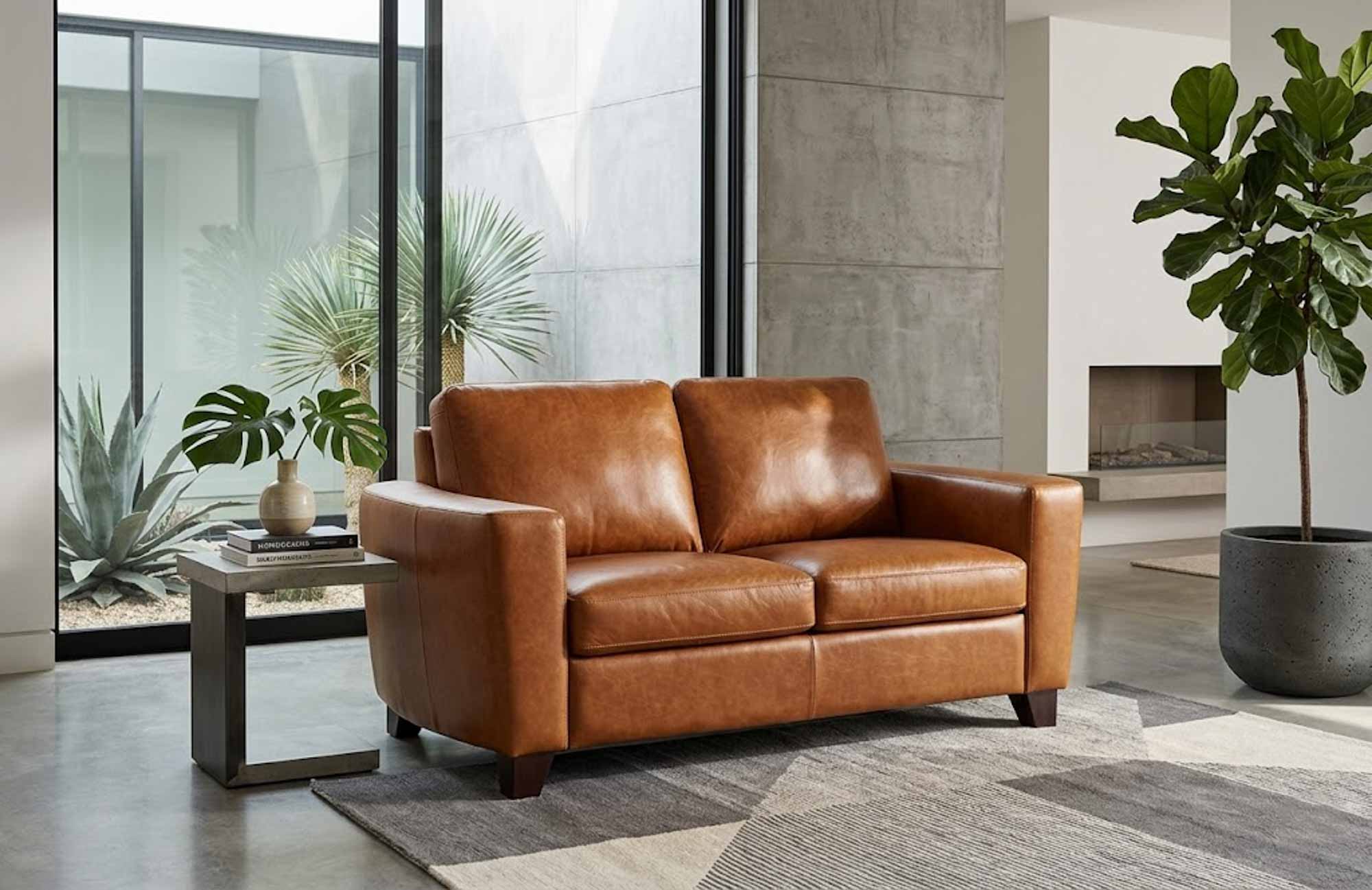 Leeds Leather Loveseat - Image 5