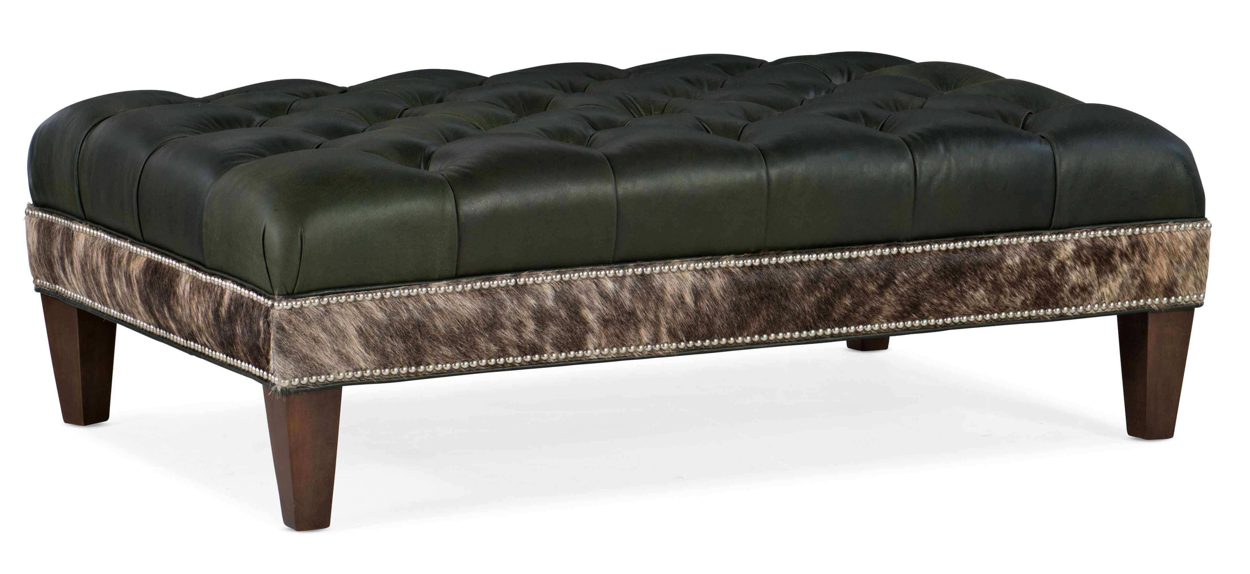 Liam Tufted Top Leather Cocktail Ottoman - Image 3