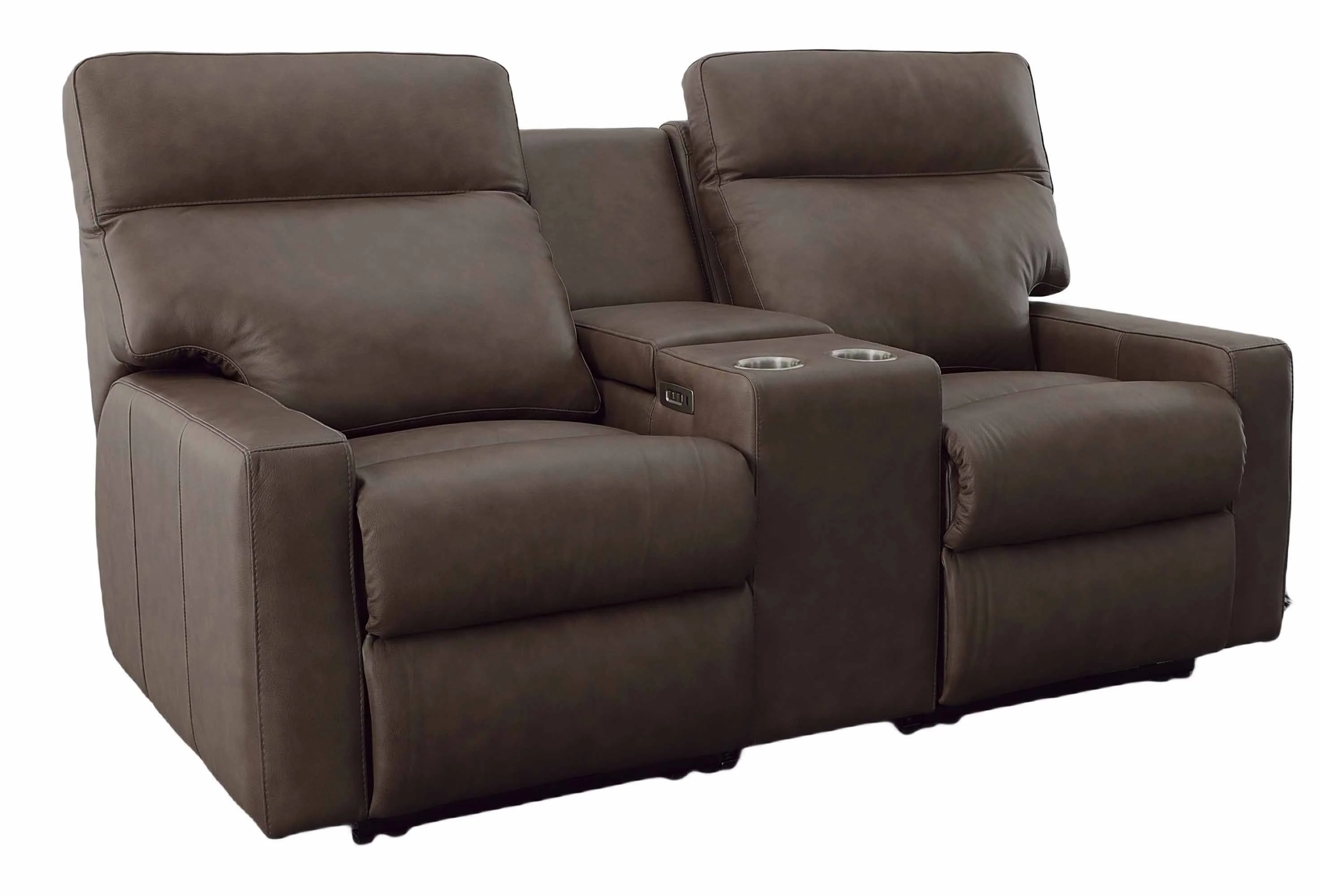 Lyndsey Leather Reclining Loveseat Console