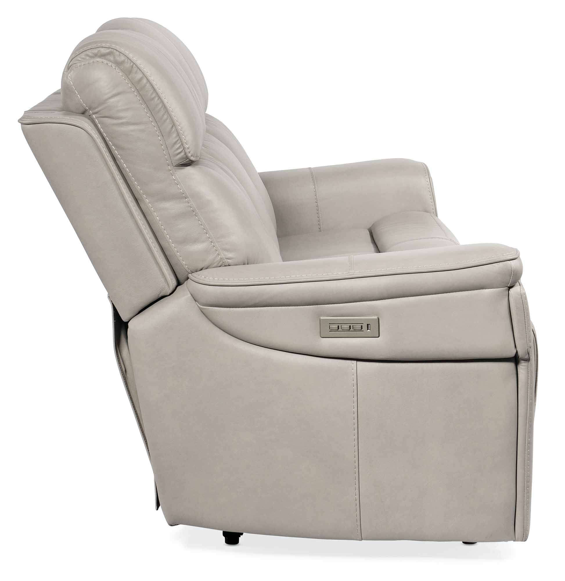Lyra Leather Zero Gravity Power Reclining Sofa With Articulating Headrest And Lumbar In Grey - Image 3