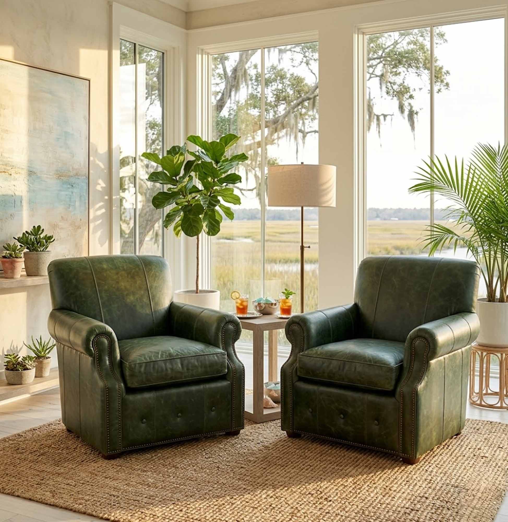 Micah Leather Swivel Chair - Image 4
