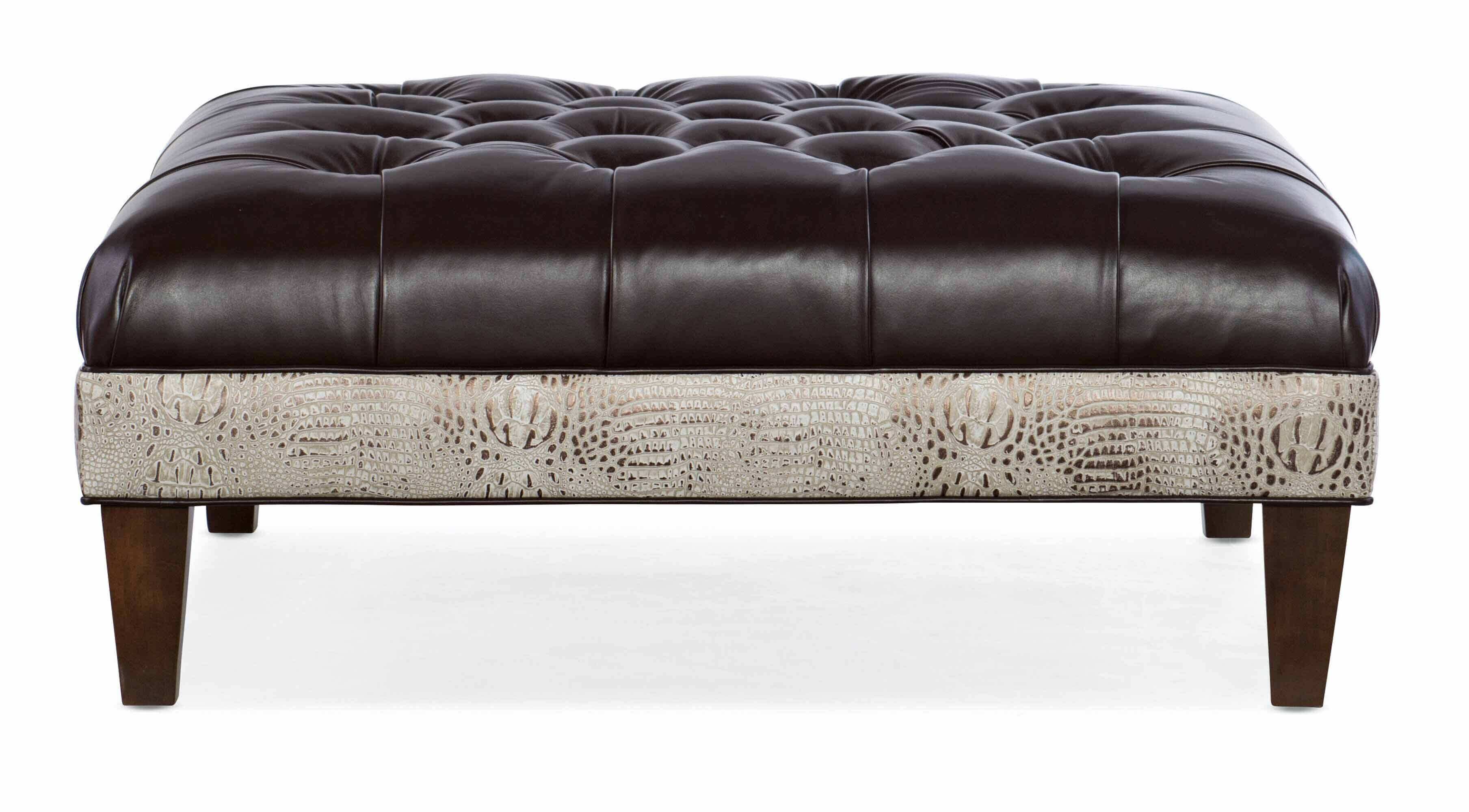 Misewell Tufted Top Leather Cocktail Ottoman - Image 2