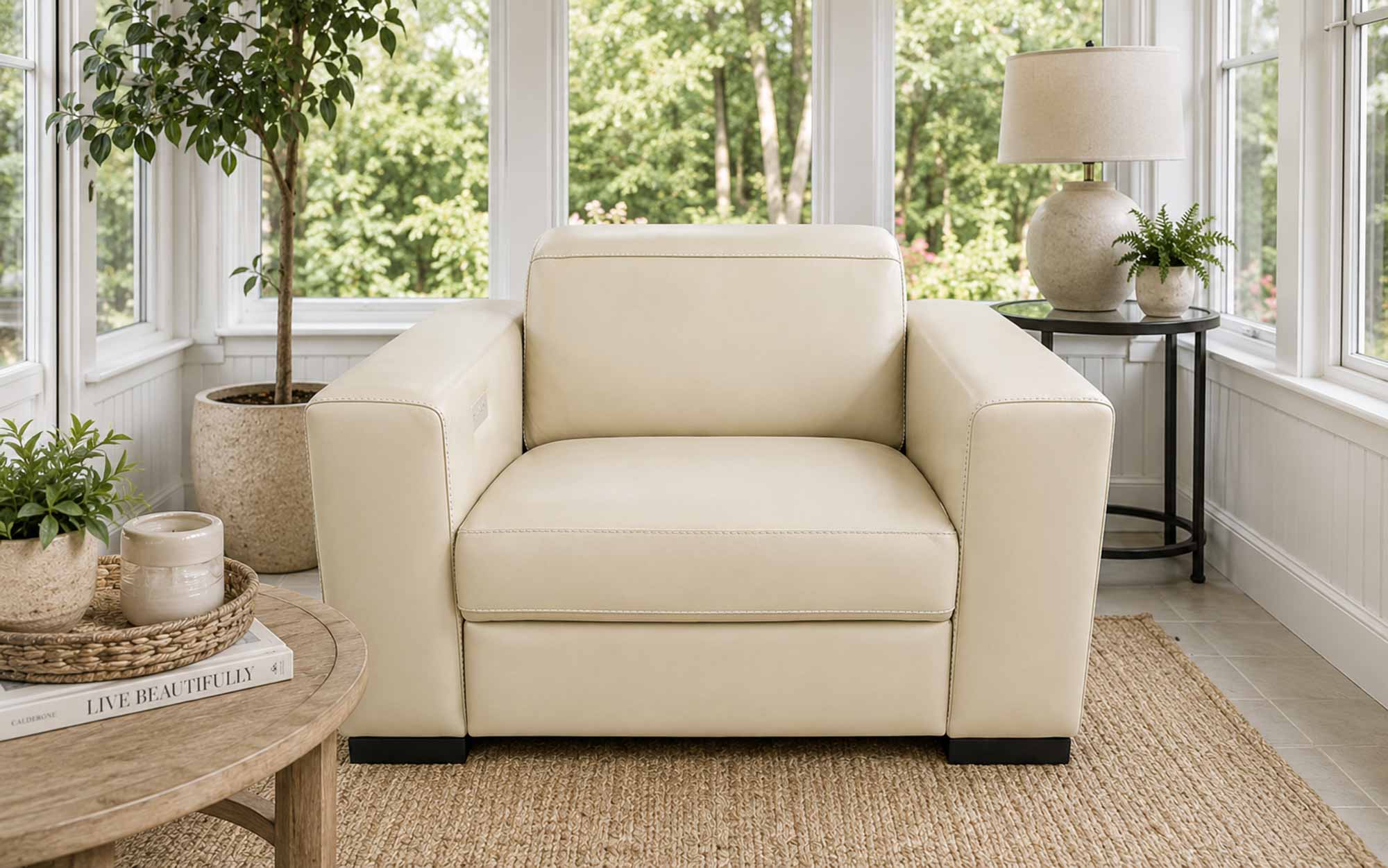 Murano Leather Power Recliner With Articulating Headrest - Image 4