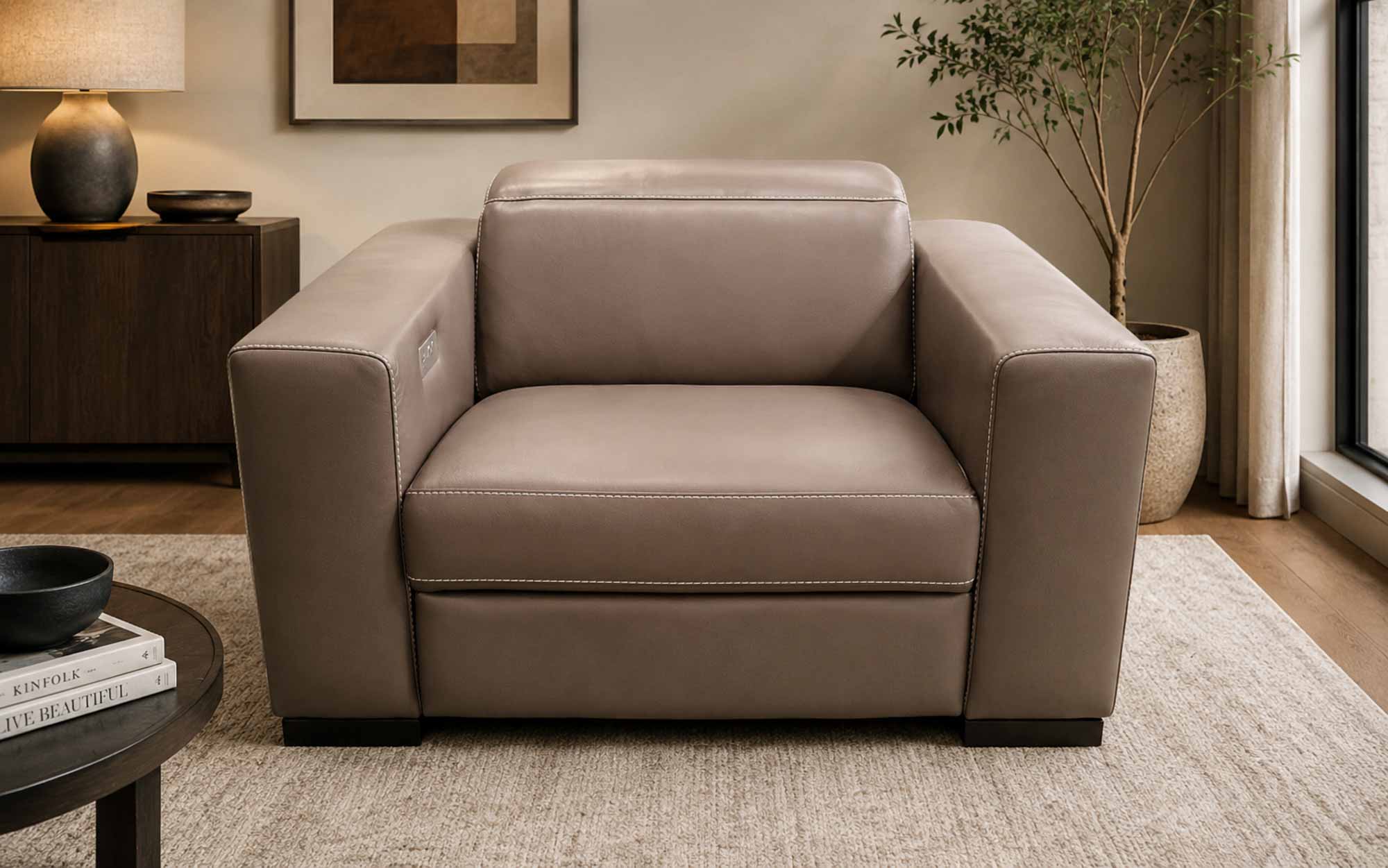 Murano Leather Power Recliner With Articulating Headrest - Image 5
