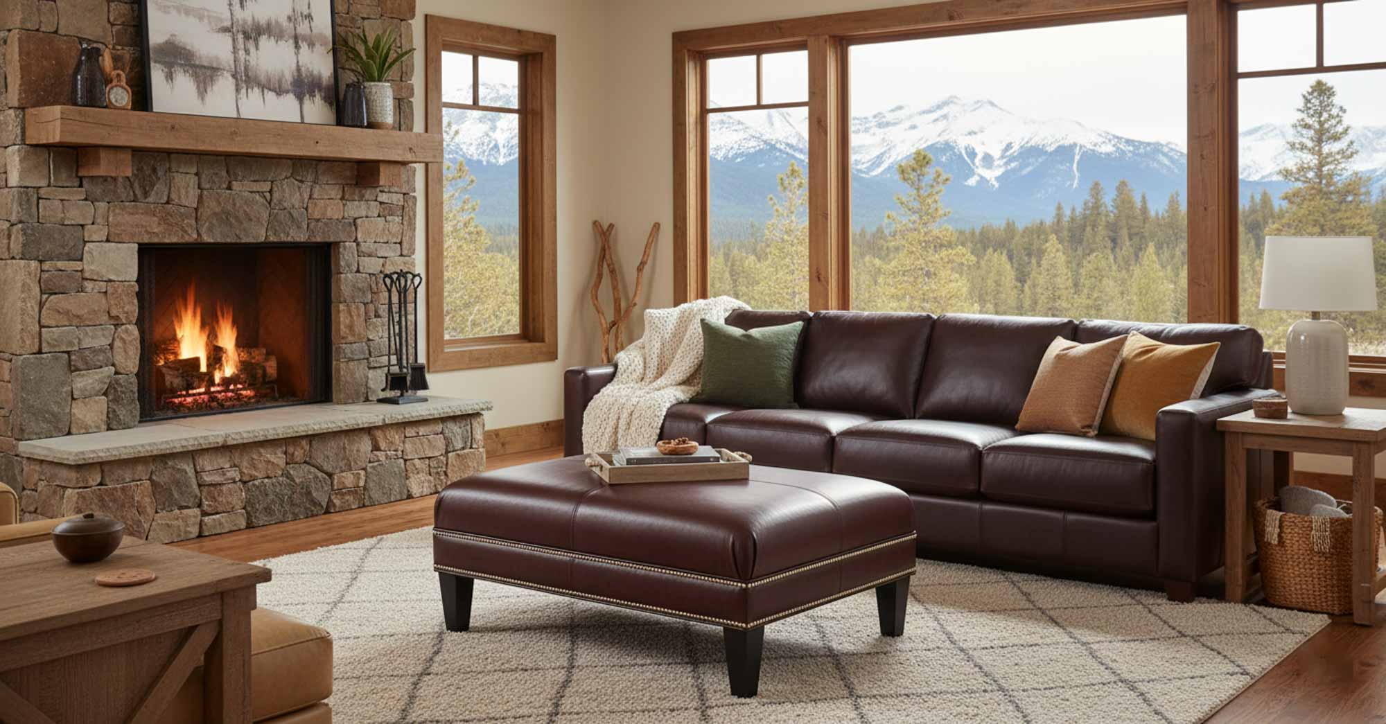 Nancy Leather Cocktail Ottoman - Image 7