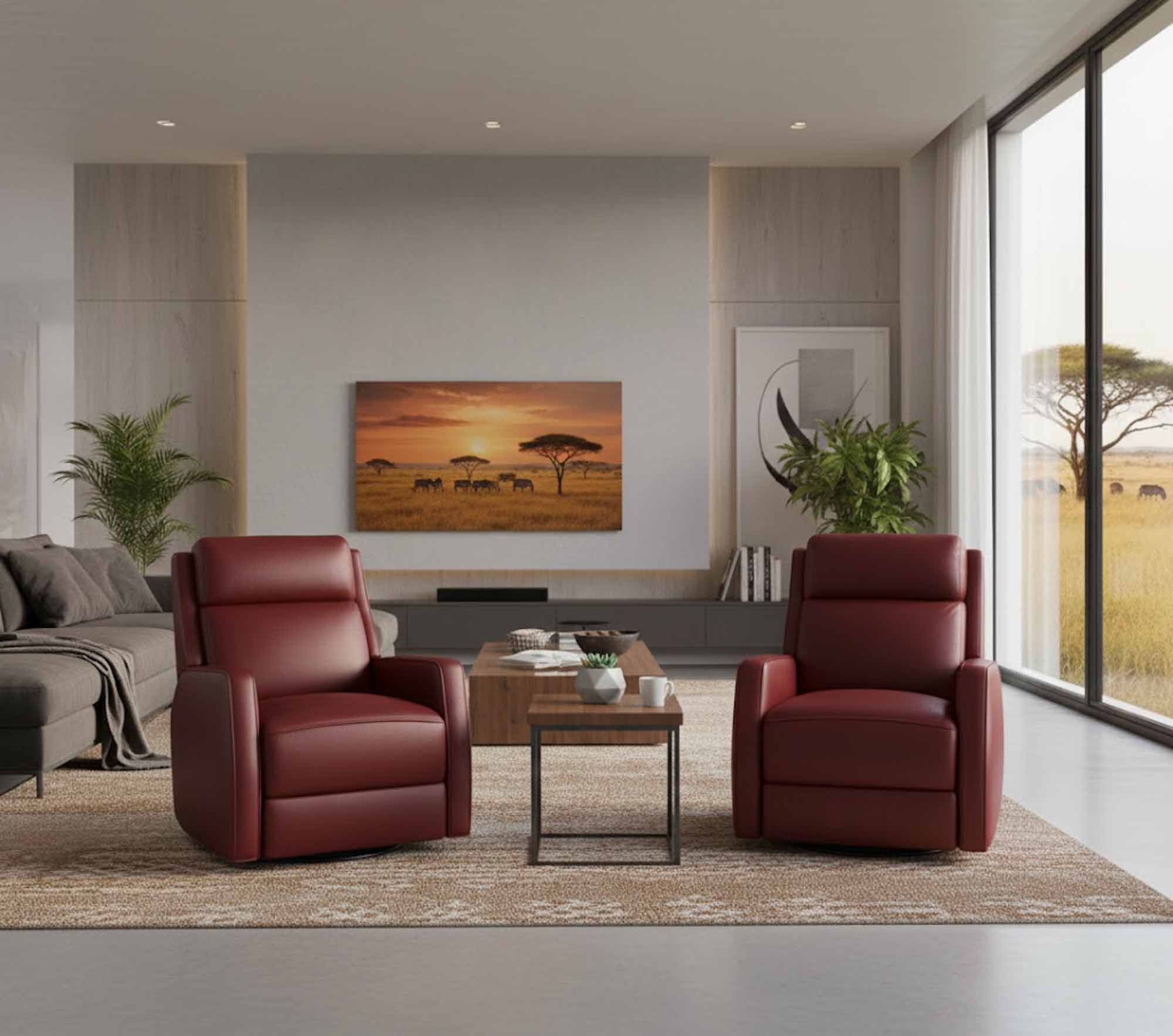 Newton Leather Swivel Glider Recliner - Image 7