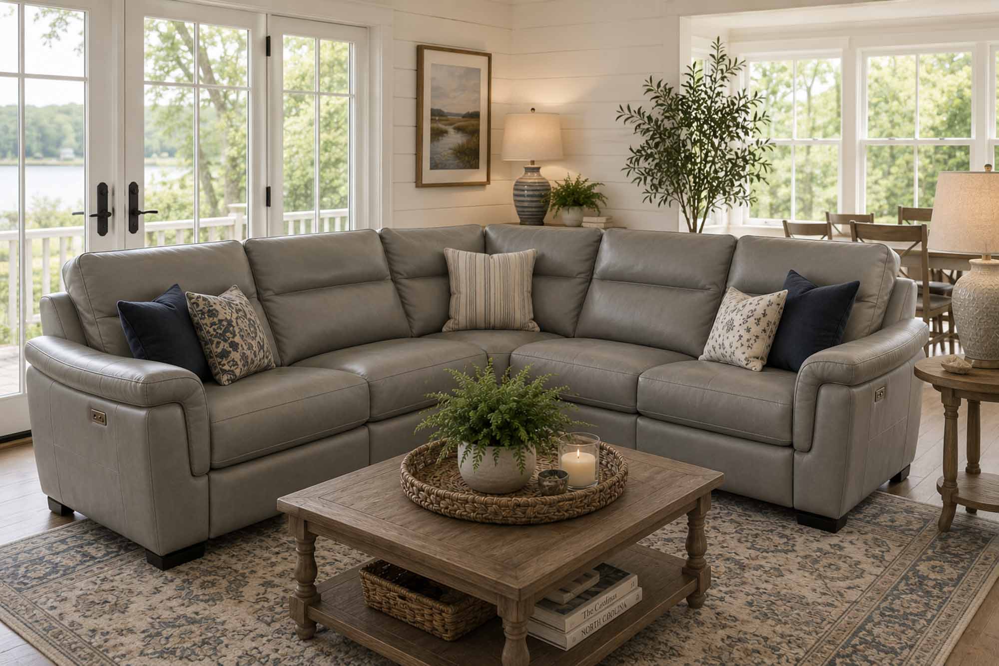 Nolan Leather Power Reclining Sectional With Articulating Headrest - Image 4