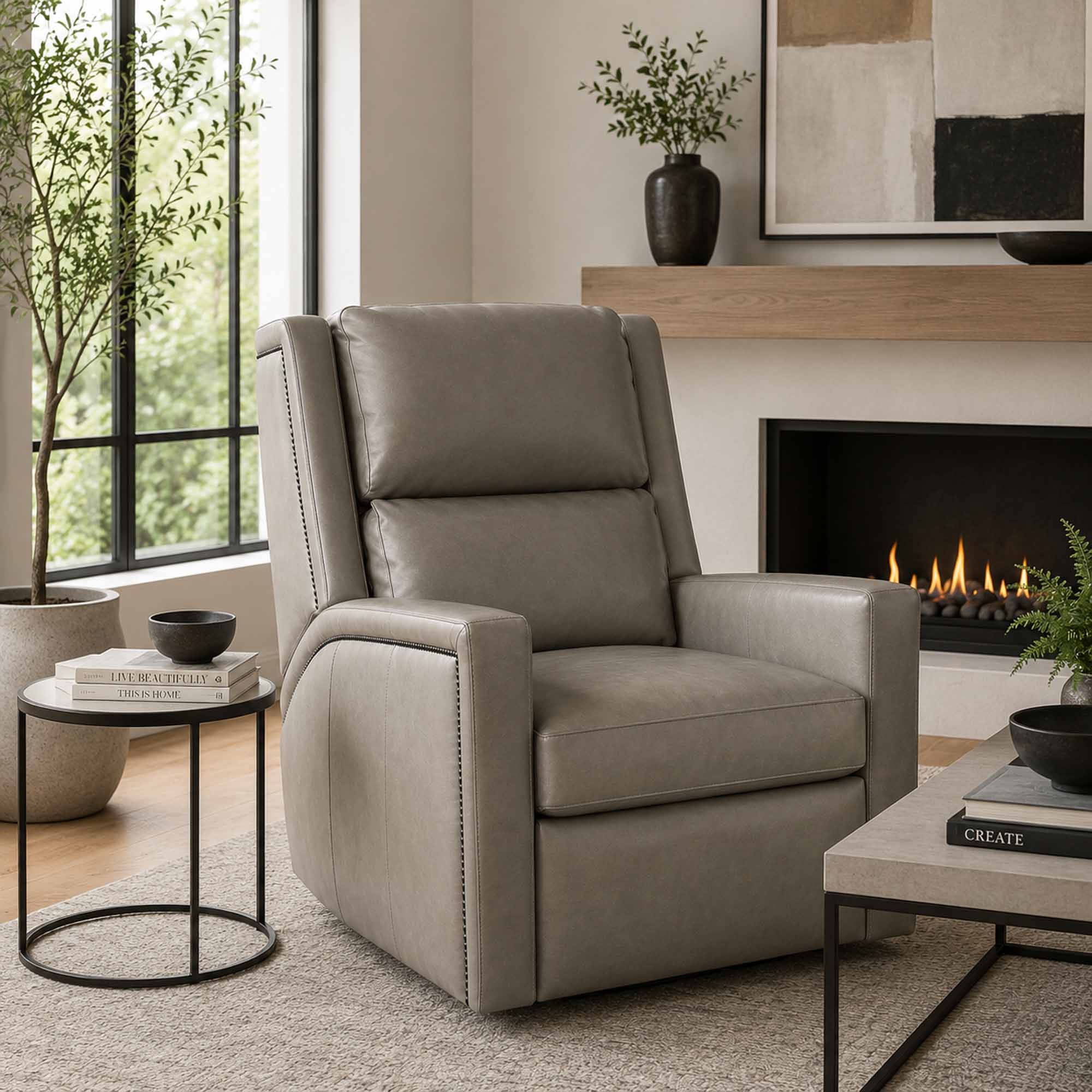 Norman Leather Wall Hugger Power Recliner With Articulating Headrest - Image 3