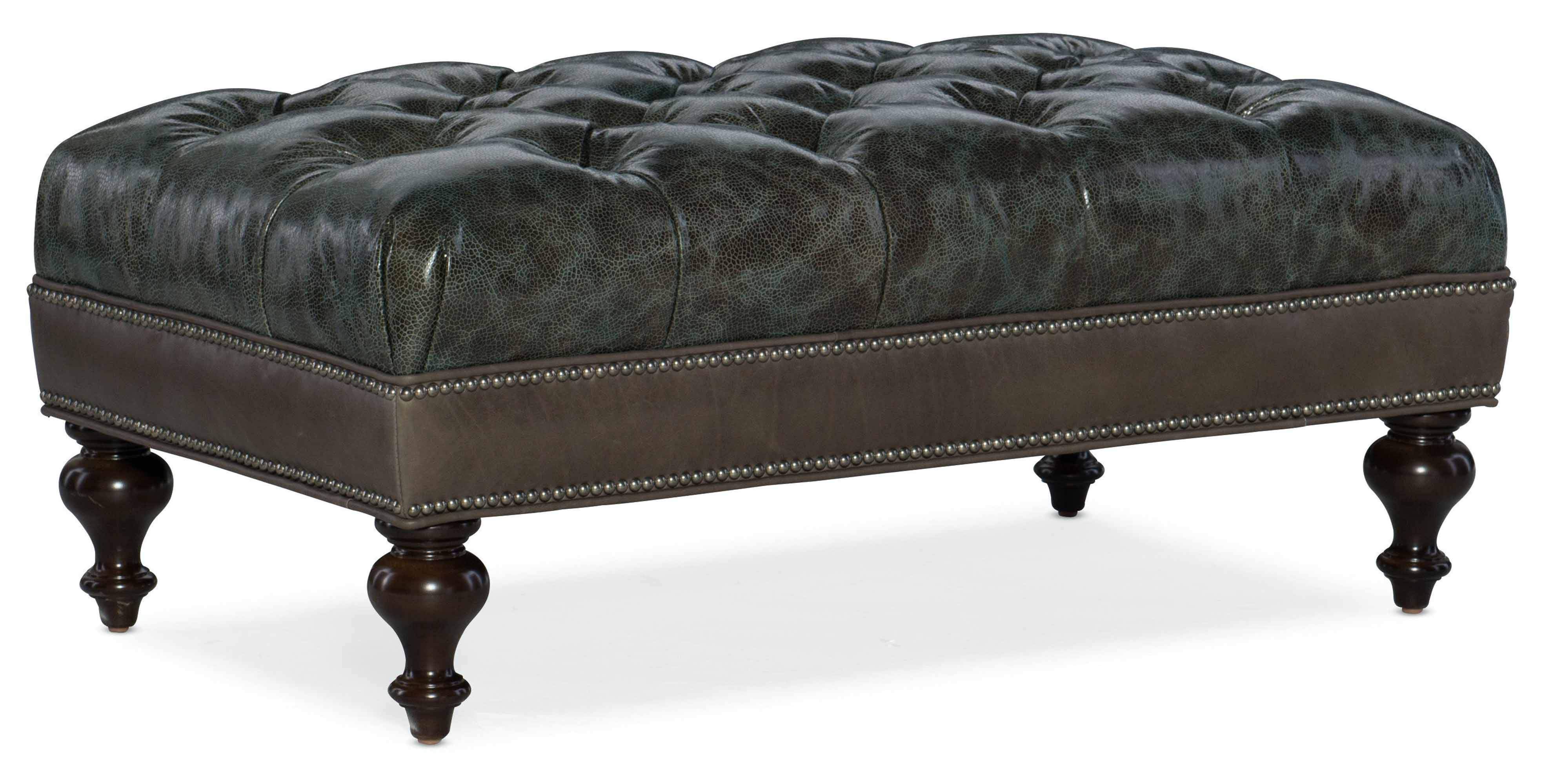 North Tufted Top Leather Cocktail Ottoman - Image 3