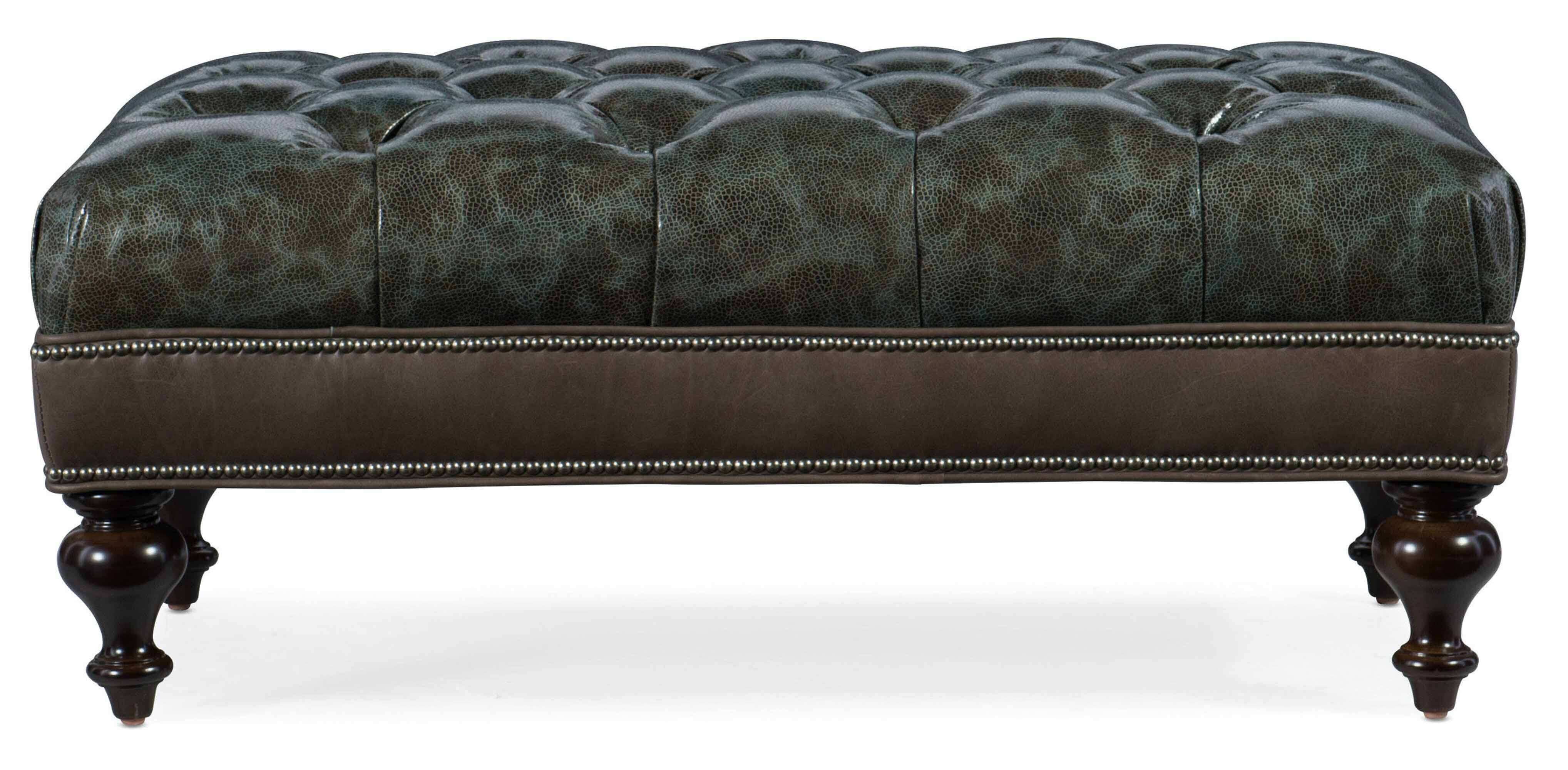 North Tufted Top Leather Cocktail Ottoman - Image 4