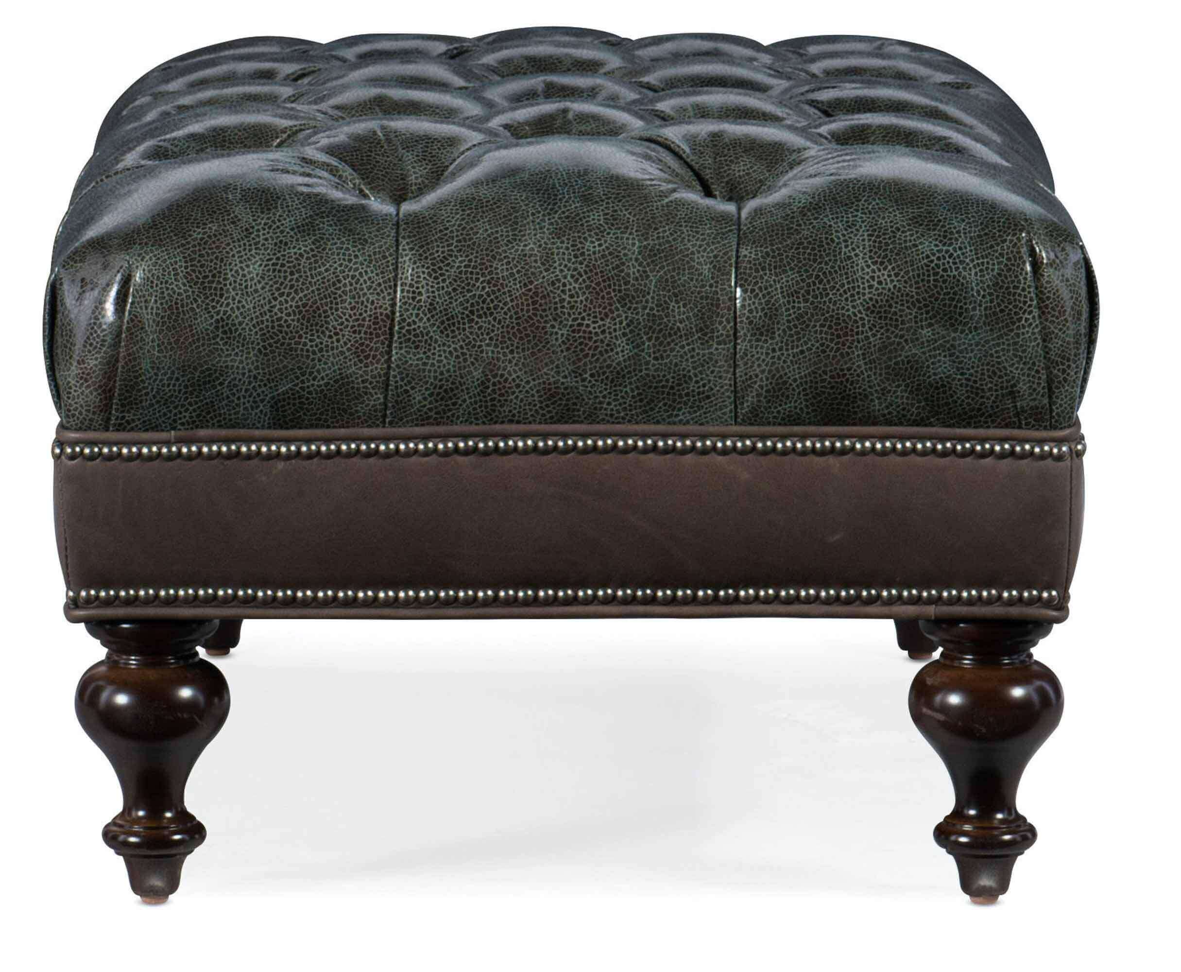 North Tufted Top Leather Cocktail Ottoman - Image 5