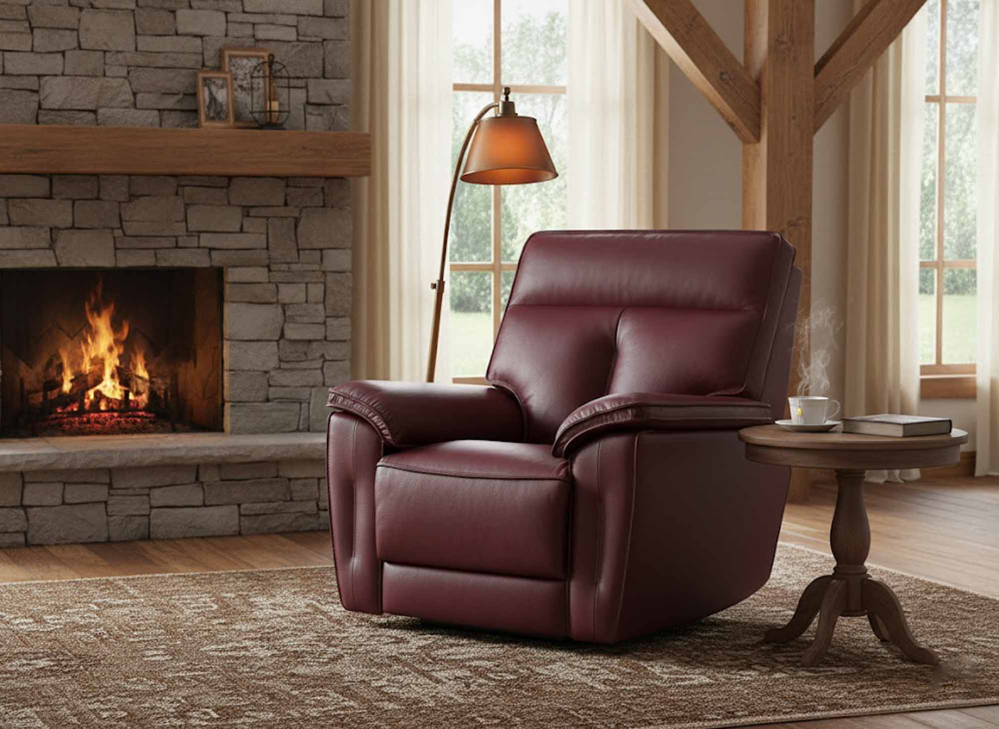 Oakley Leather Wallhugger Power Recliner With Articulating Headrest - Image 7