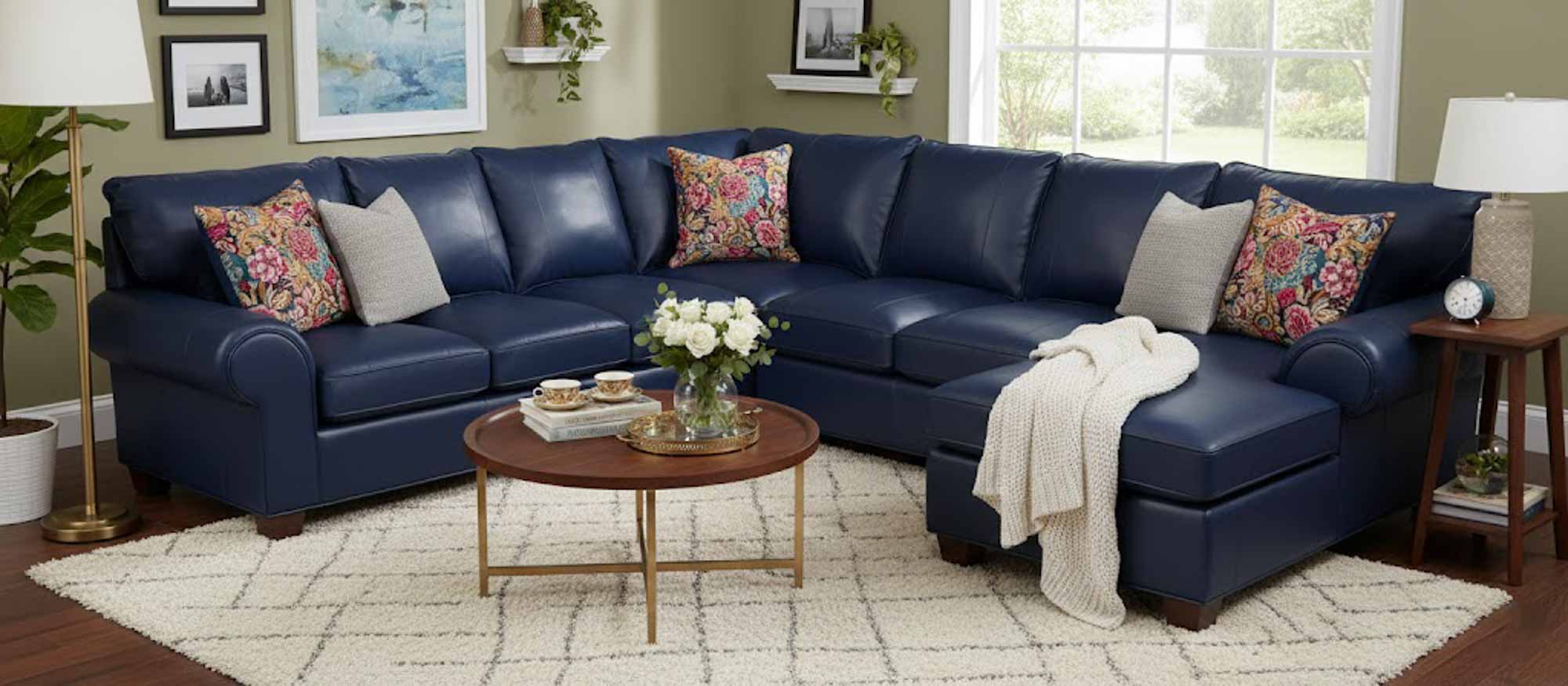 Old World Leather Sectional - Image 6