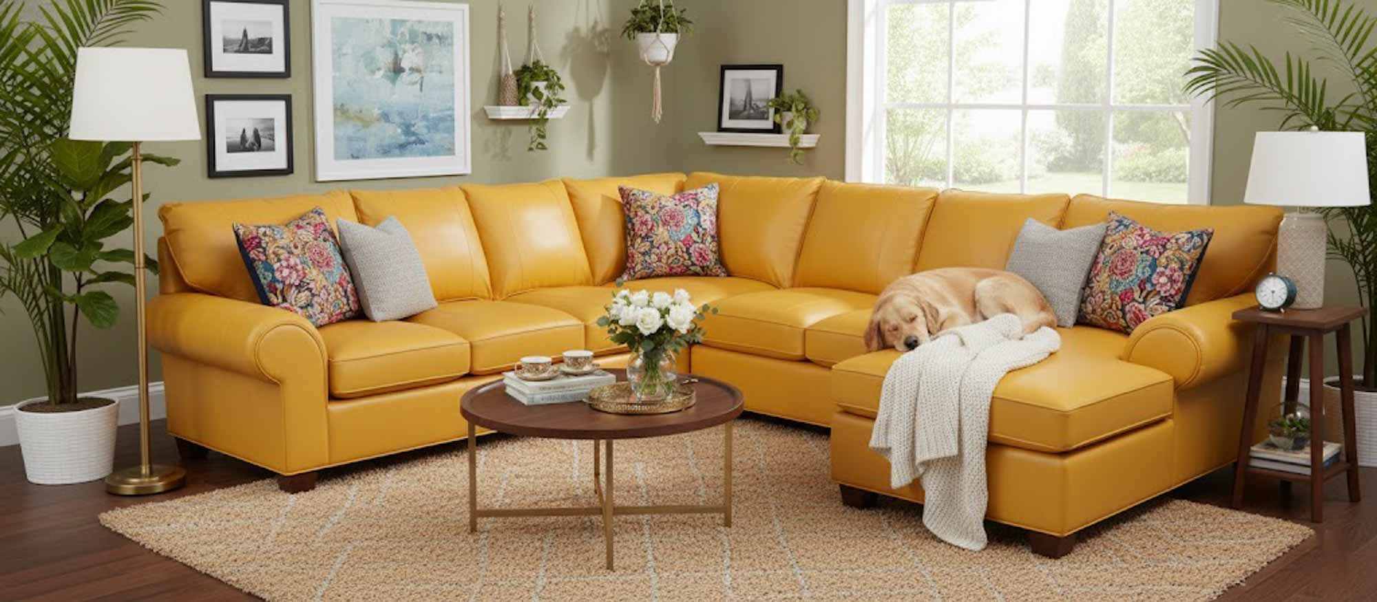 Old World Leather Sectional - Image 7
