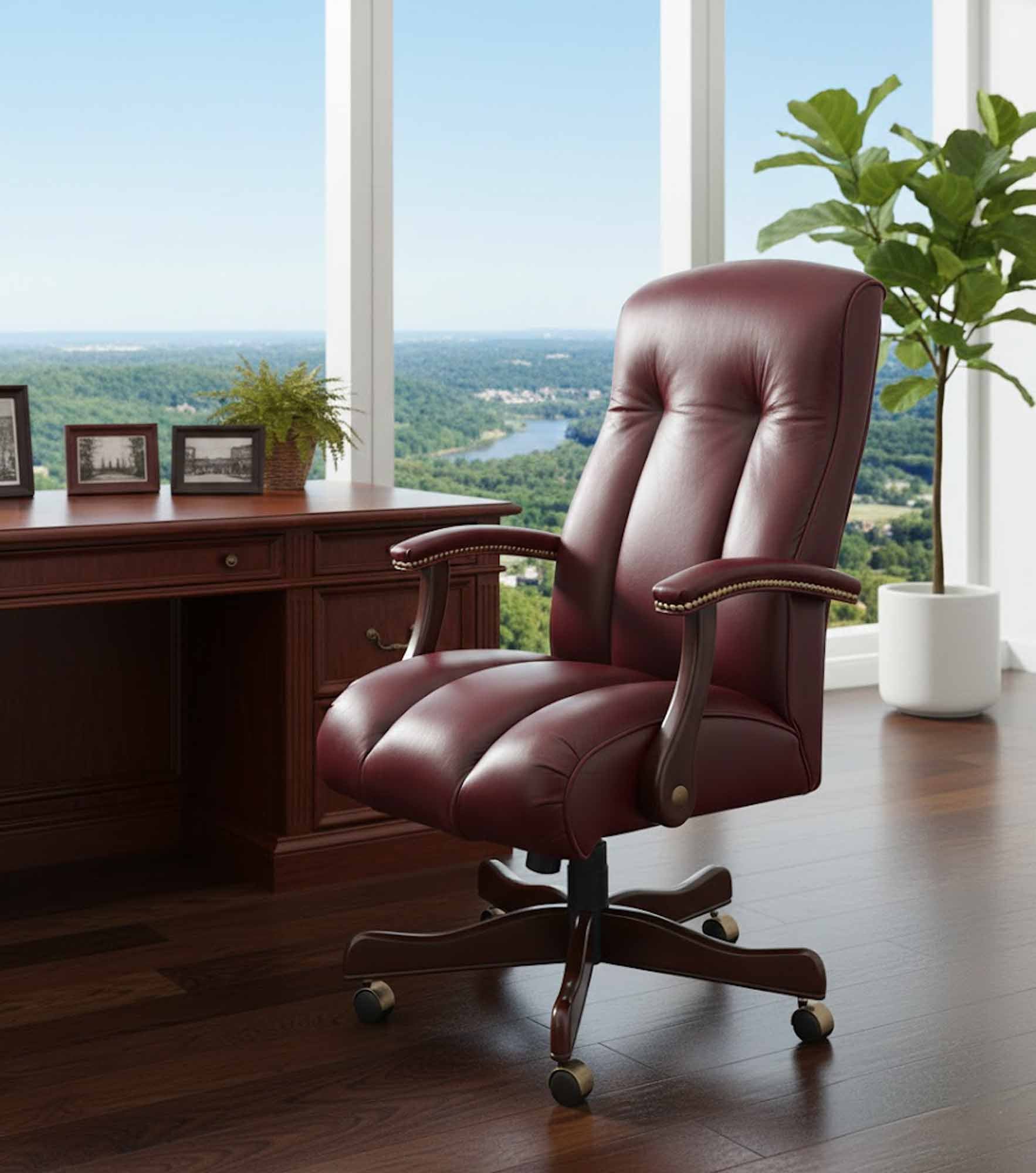 Omega Leather Swivel Tilt Chair - Image 4