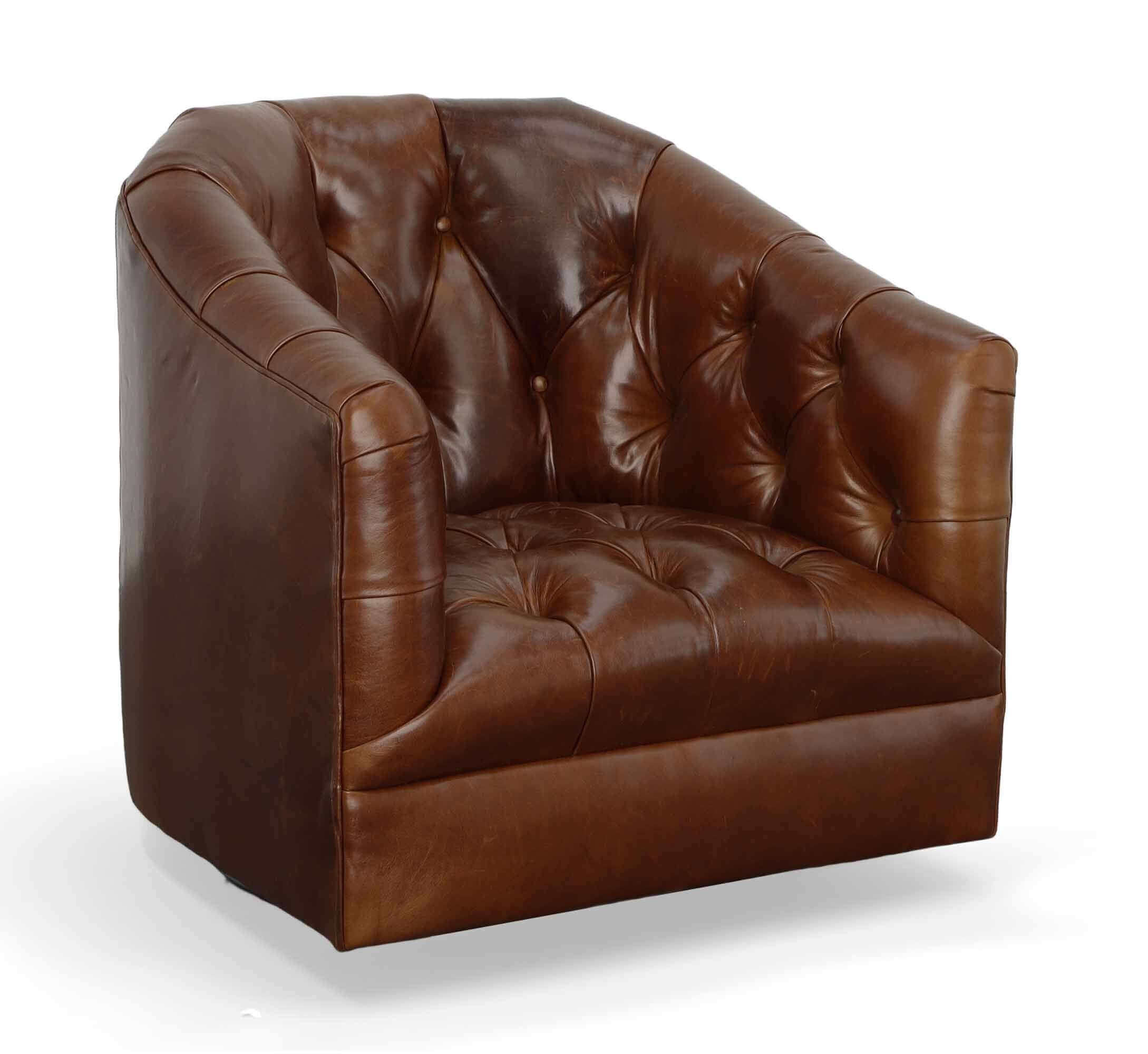 Peacock Leather Swivel Chair - Image 4