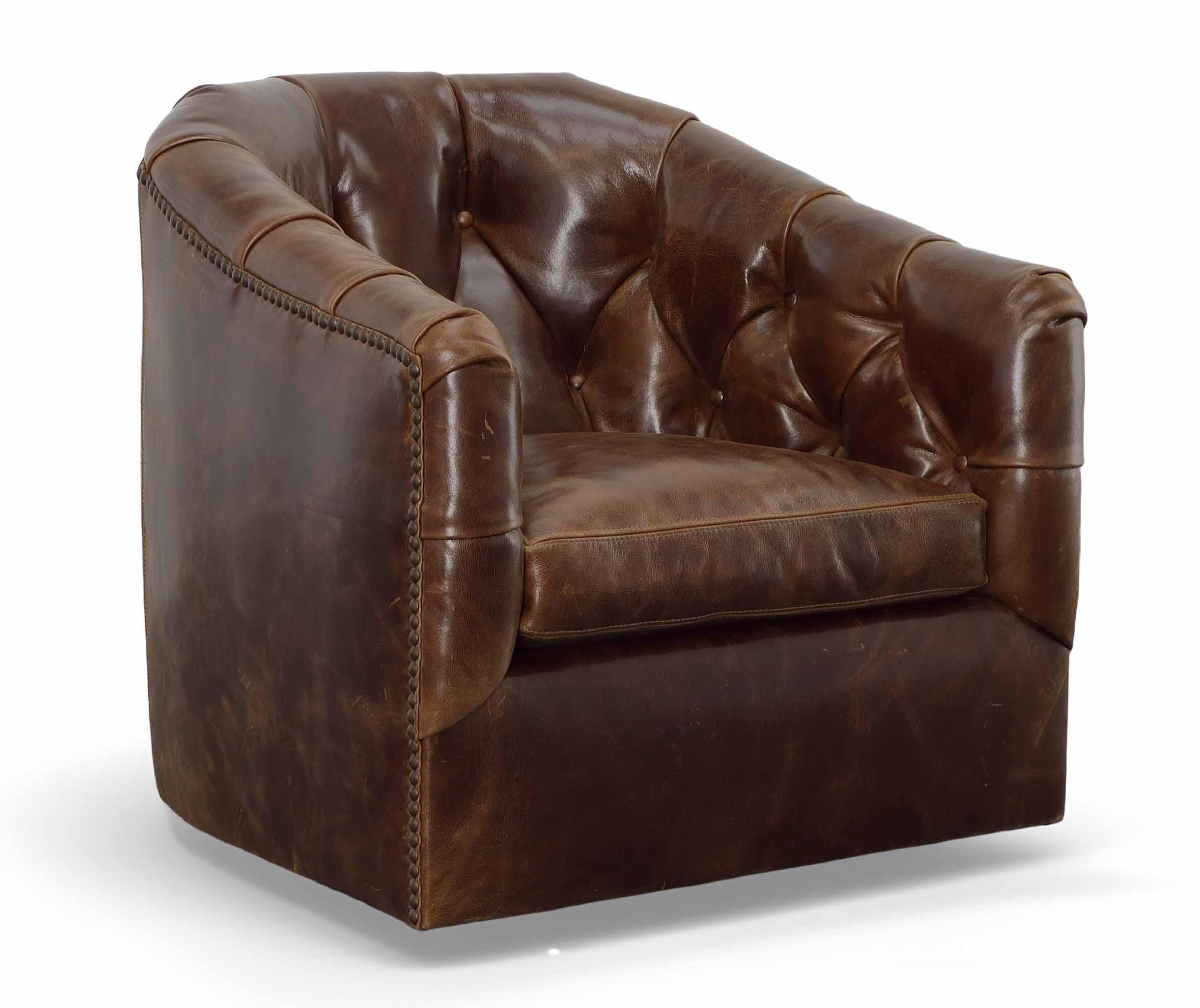 Peacock Leather Swivel Chair - Image 6