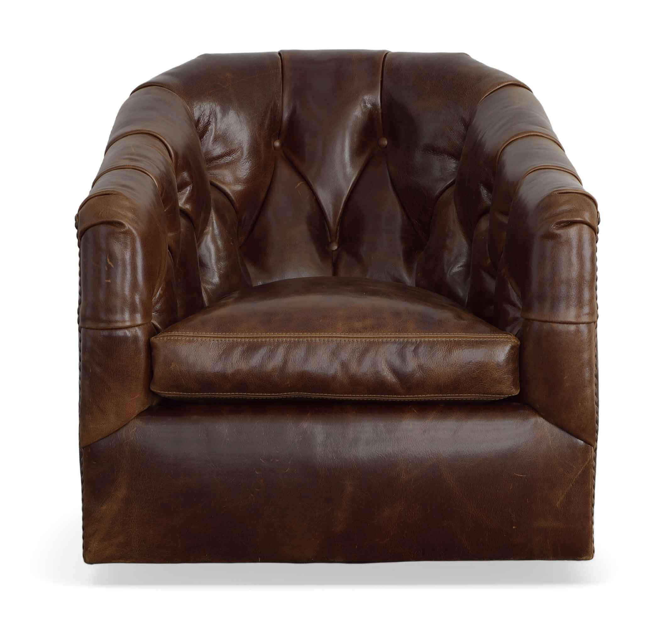 Peacock Leather Swivel Chair - Image 7