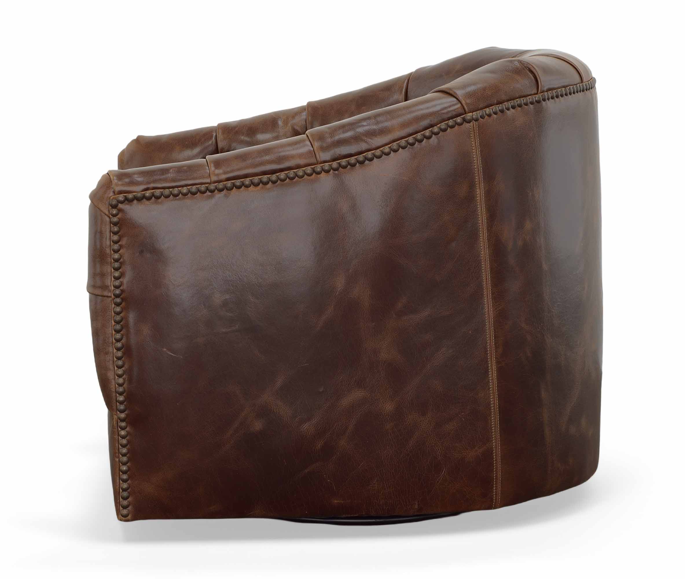 Peacock Leather Swivel Chair - Image 8