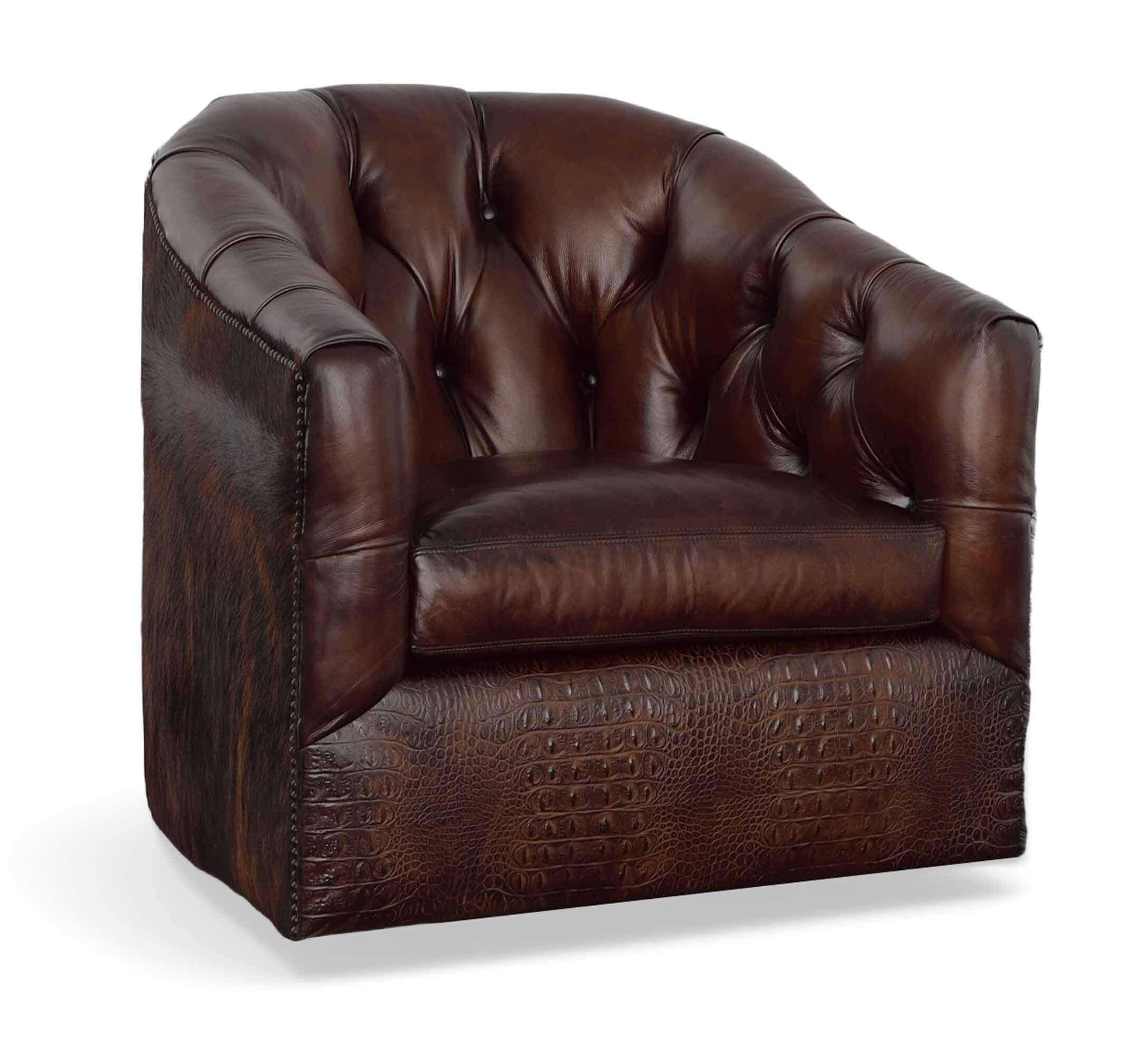 Peacock Leather Swivel Chair - Image 9