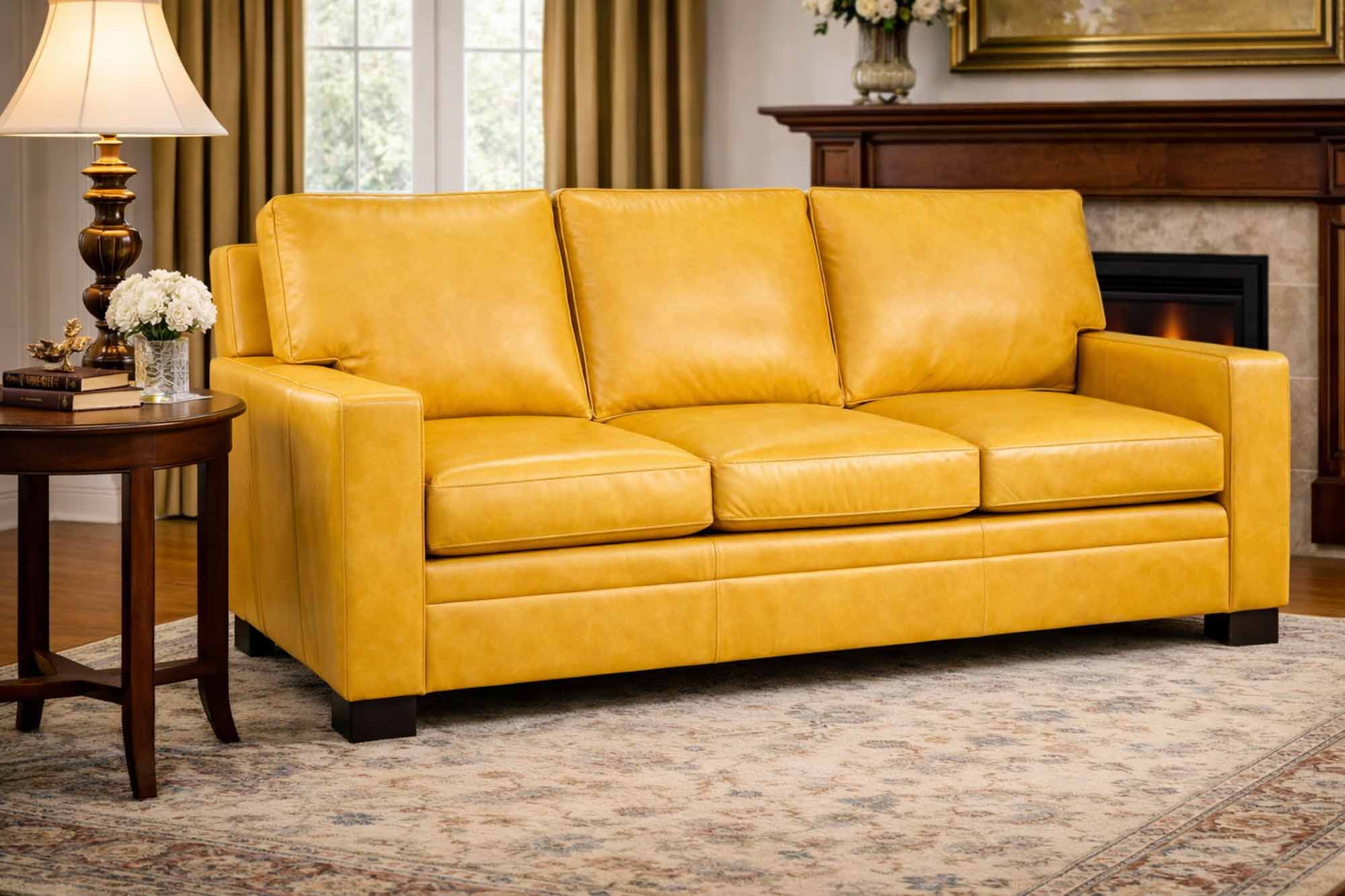 Peoria Large Leather Sofa - Image 5