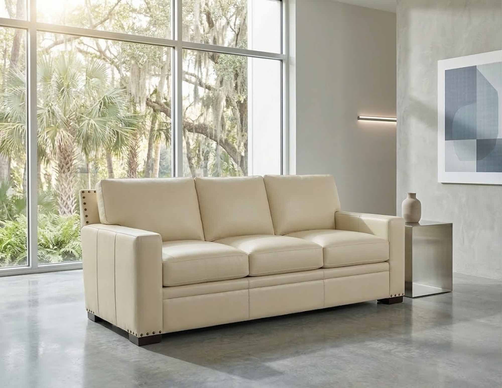 Peoria Large Leather Sofa - Image 7
