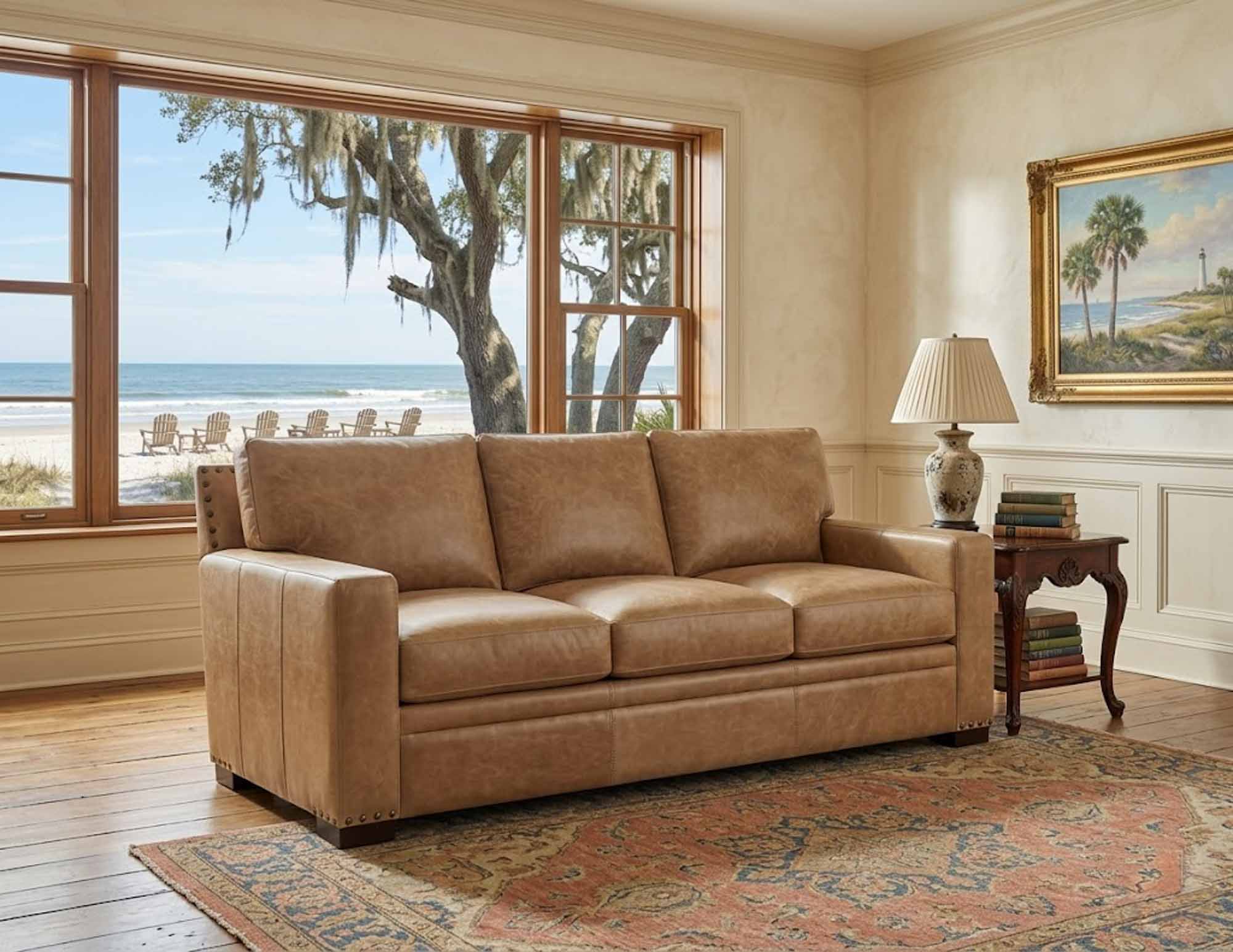 Peoria Large Leather Sofa - Image 8