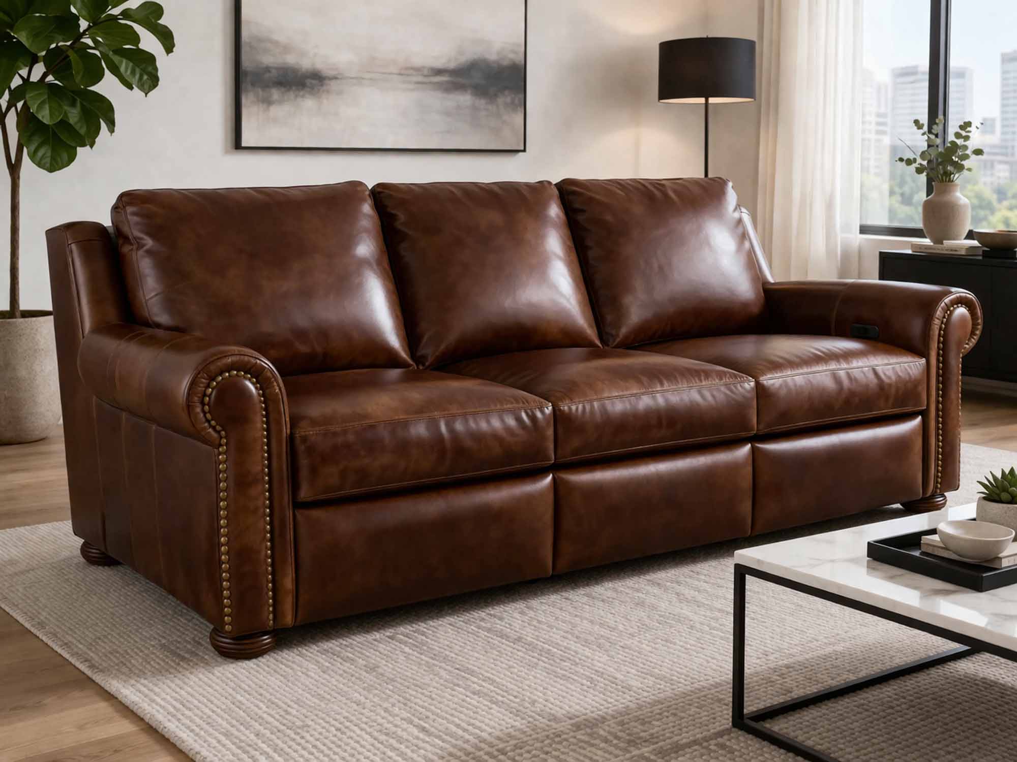 Perry Leather Power Reclining Sofa - Image 3