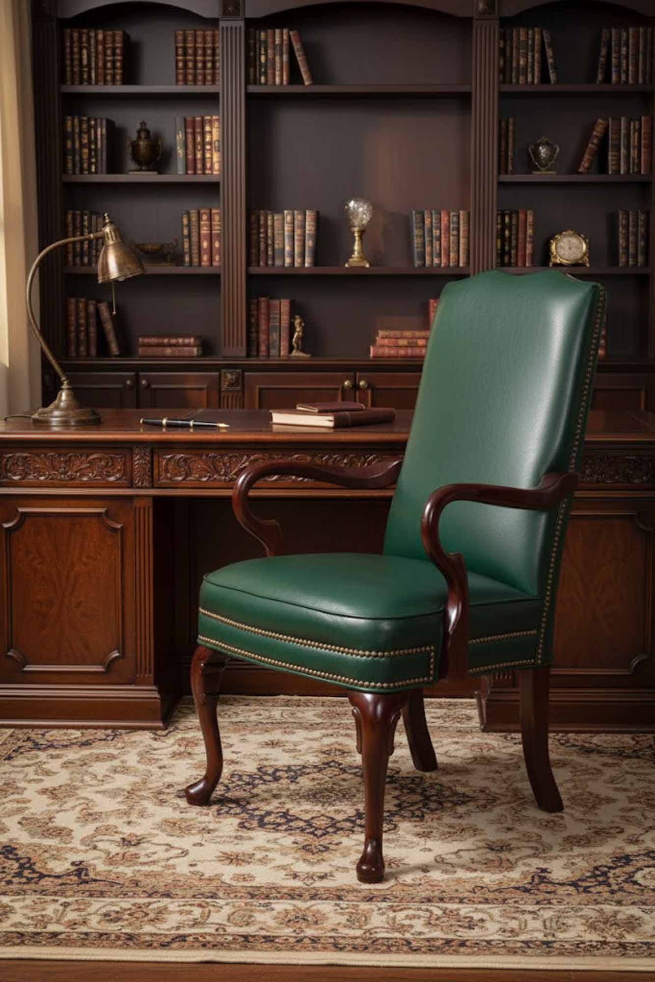 Plain Leather Gooseneck Chair - Image 2