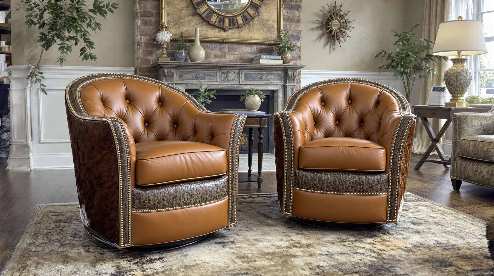 Polly Leather Swivel Chair - Image 3