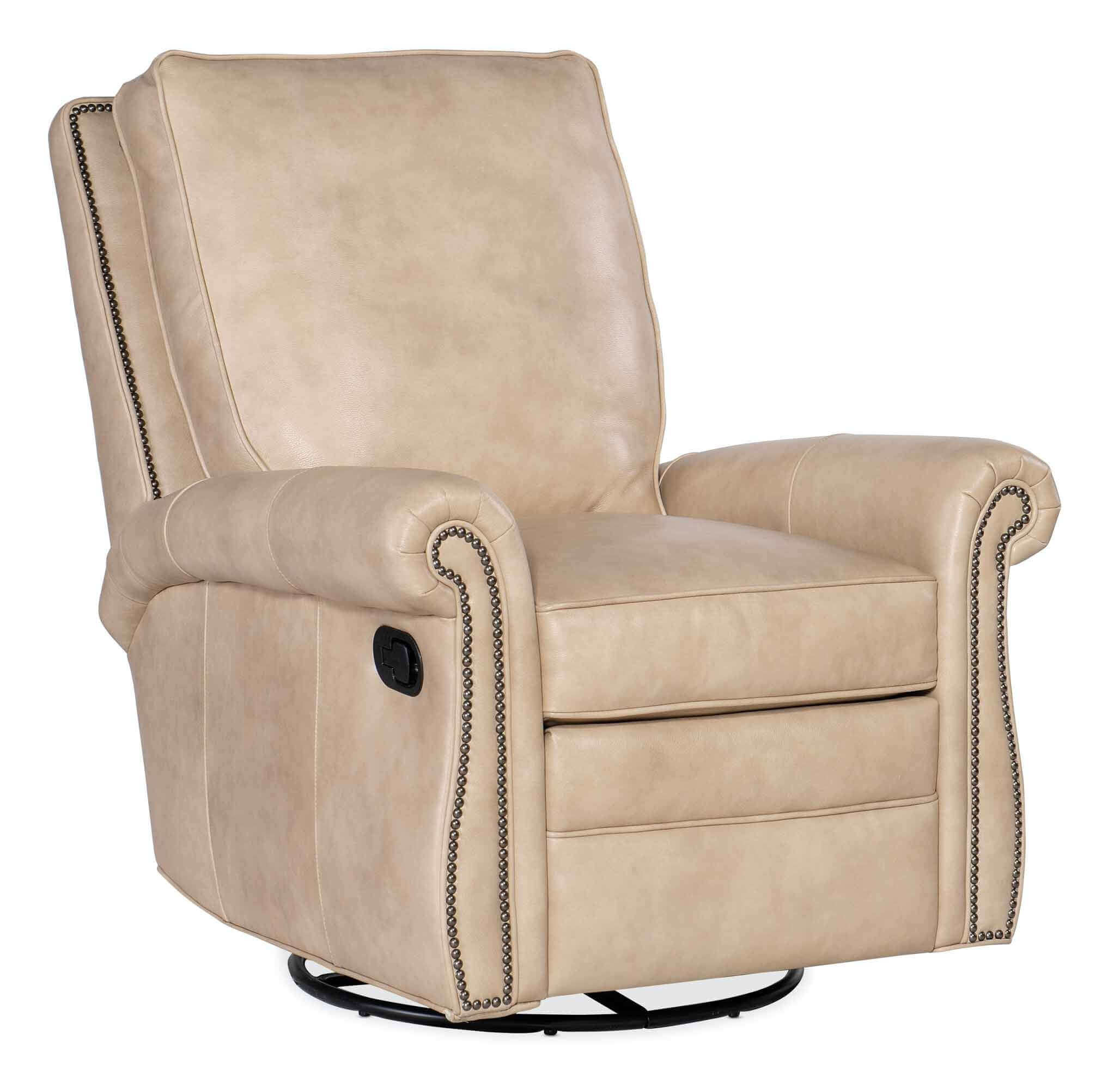 Reddish Leather Swivel Glider Recliner