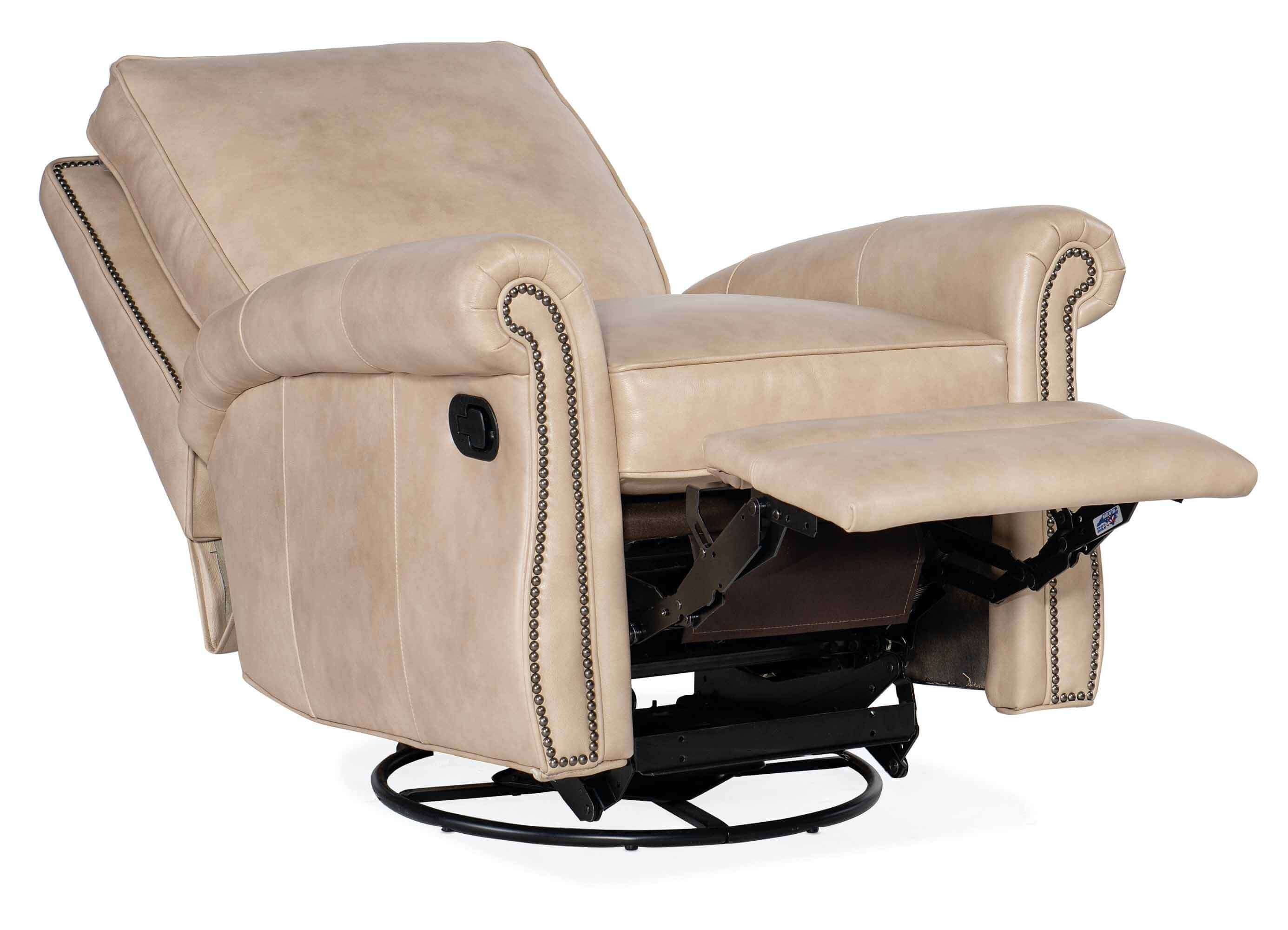 Reddish Leather Swivel Glider Recliner - Image 5