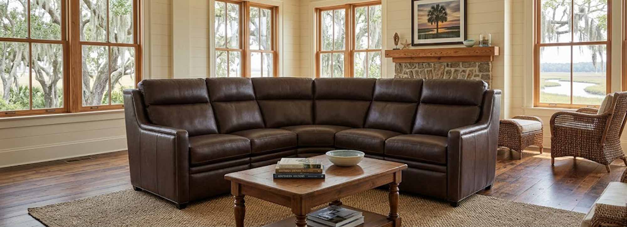 Renner Leather Power Reclining Sectional With Articulating Headrest - Image 6
