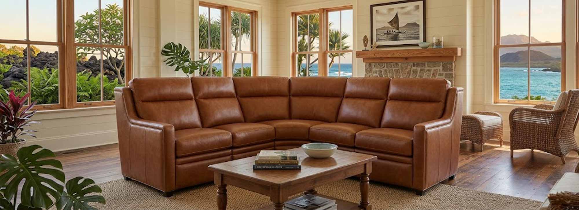 Renner Leather Power Reclining Sectional With Articulating Headrest - Image 7