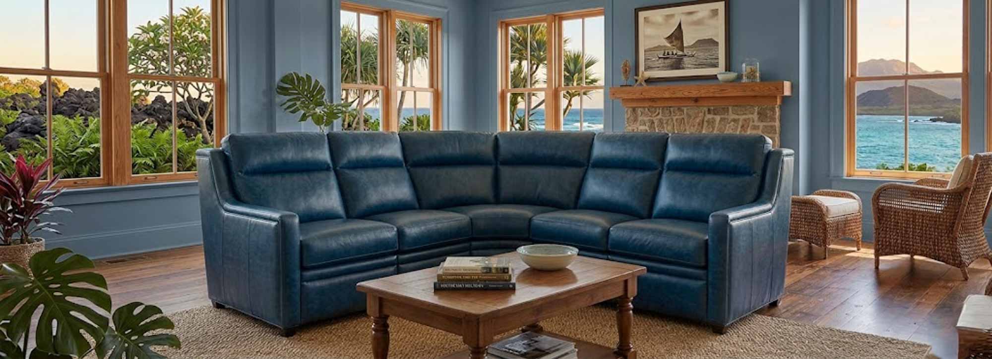 Renner Leather Power Reclining Sectional With Articulating Headrest - Image 8