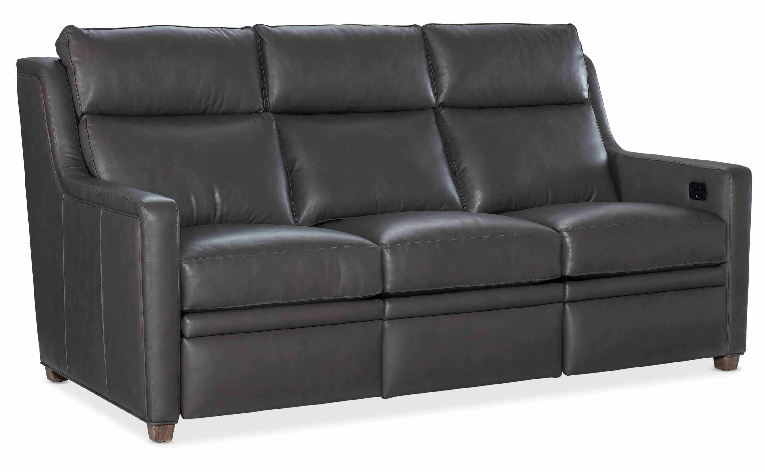 Renner Leather Power Reclining Sofa With Articulating Headrest