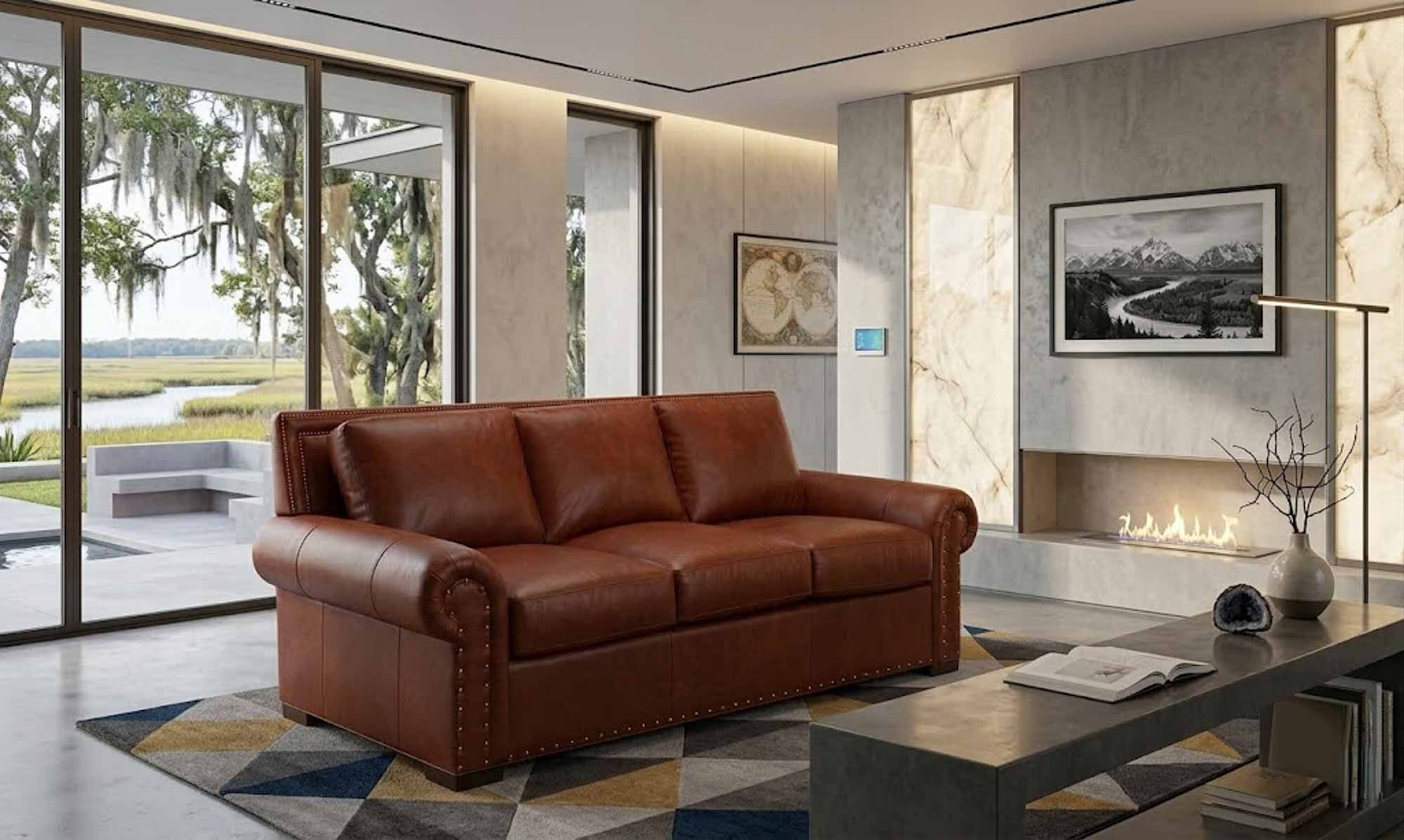 Rianne Leather Loveseat - Image 4