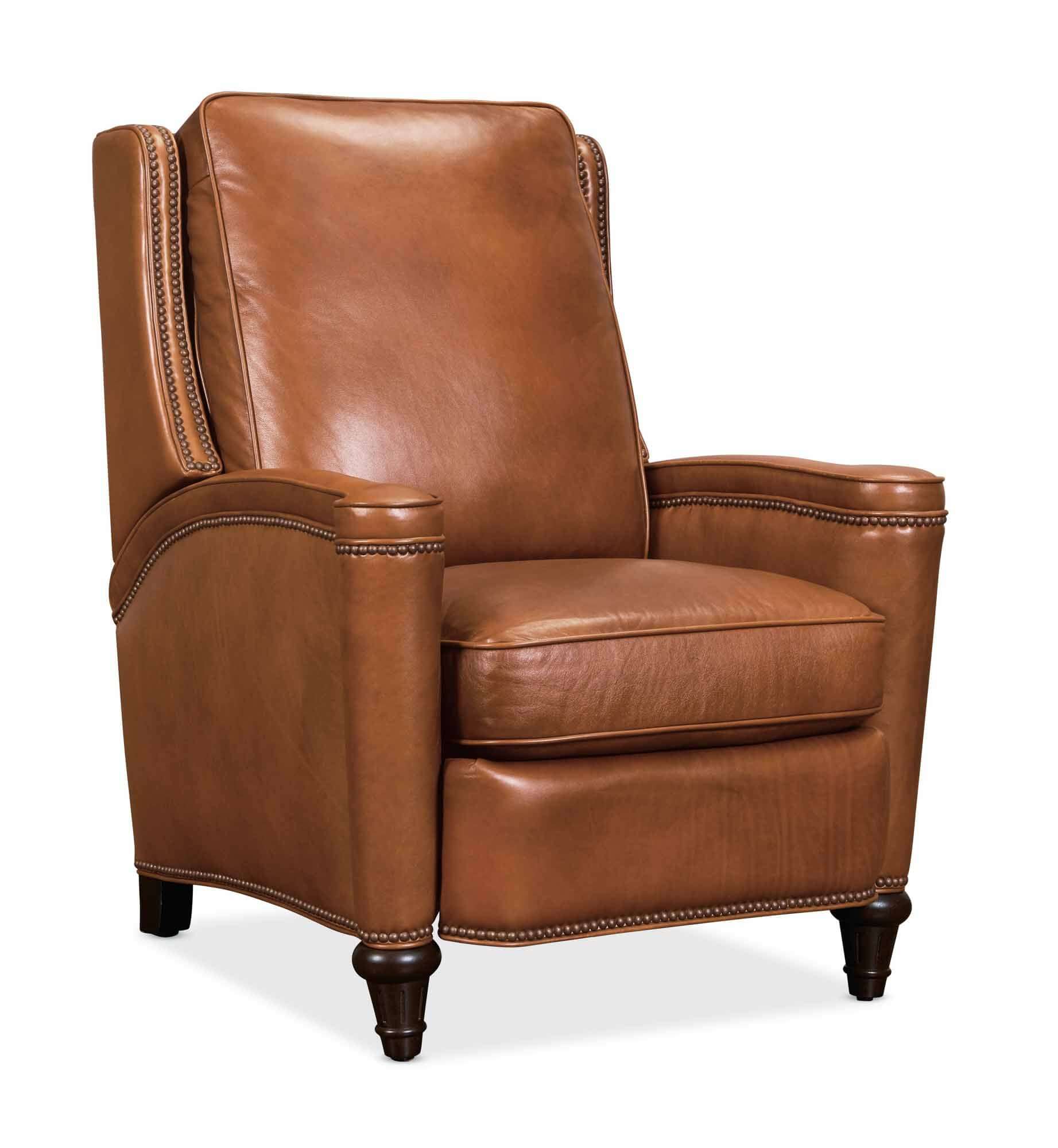 Rylea Leather Recliner In Medium Brown