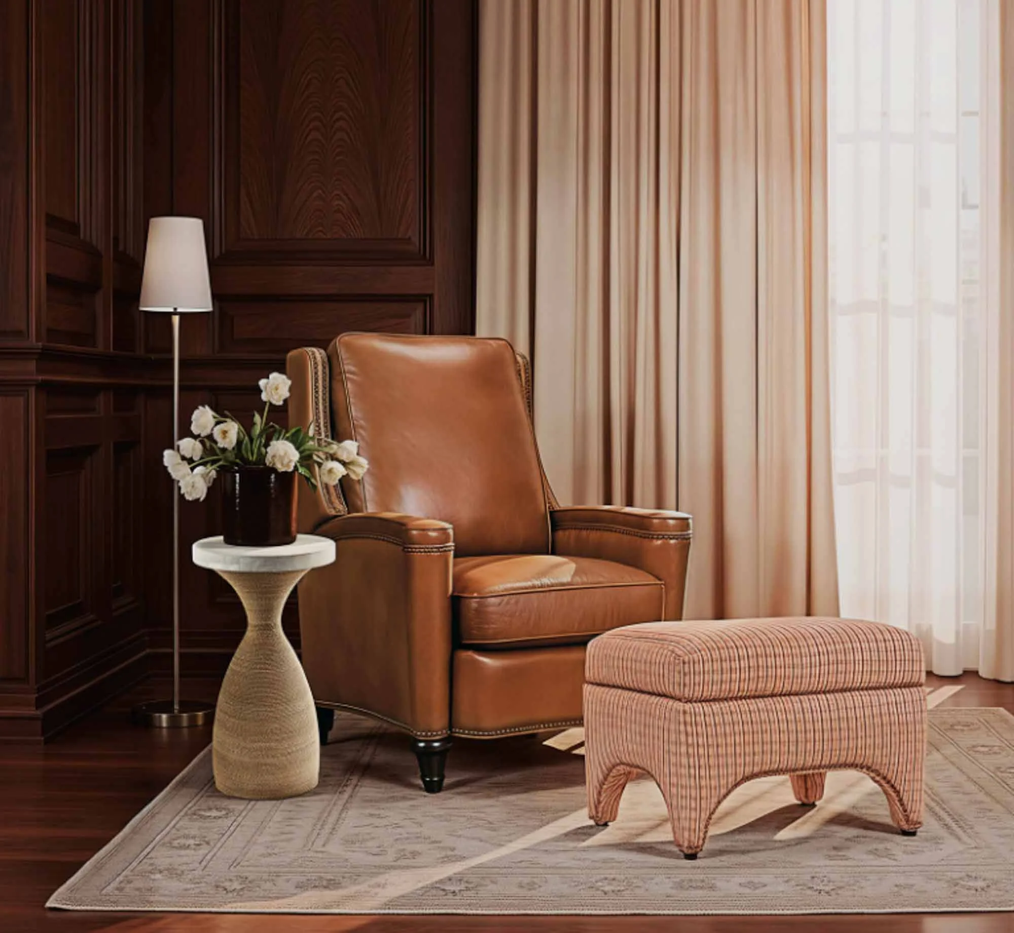 Rylea Leather Recliner In Medium Brown - Image 6
