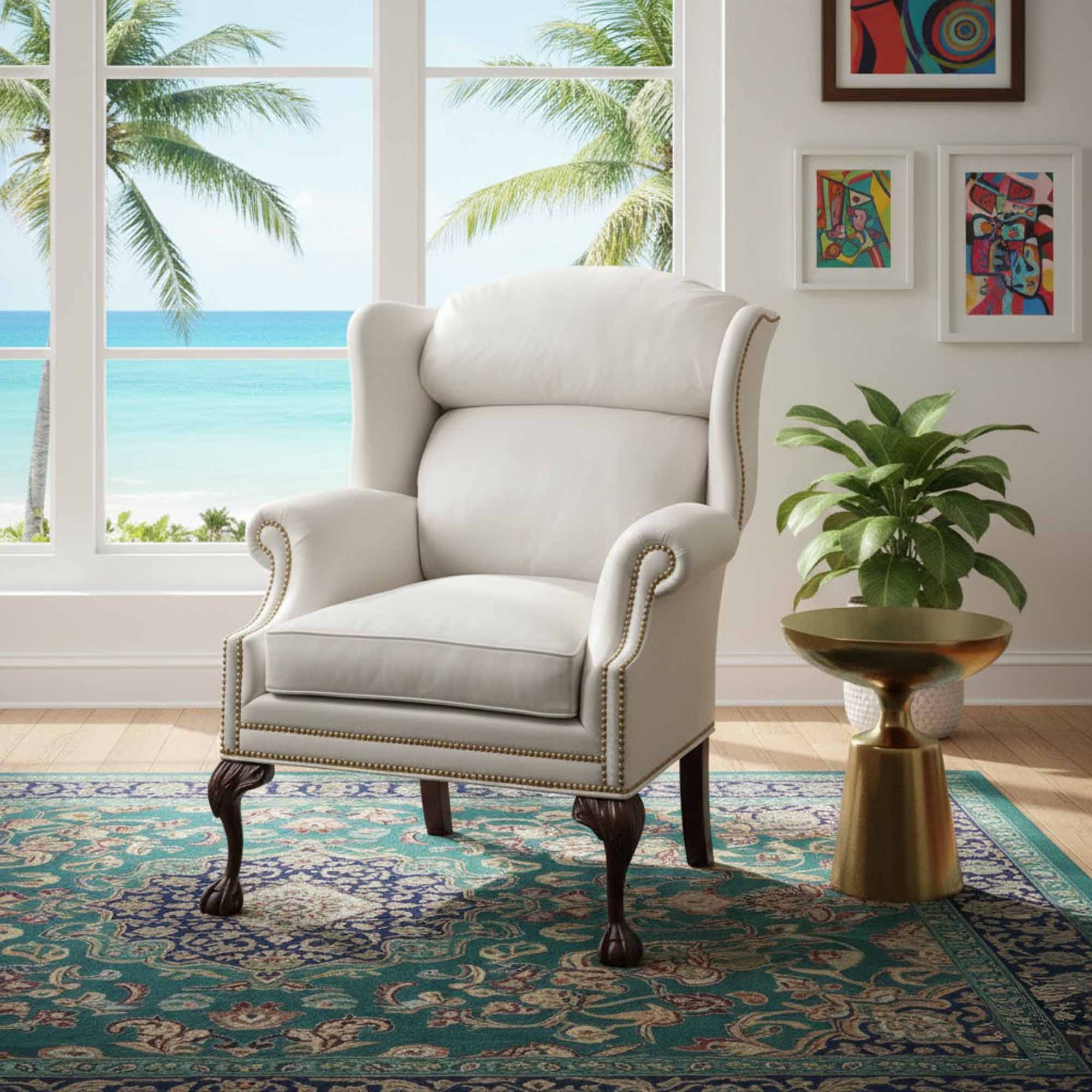Timberlake Leather Wing Chair - Image 4