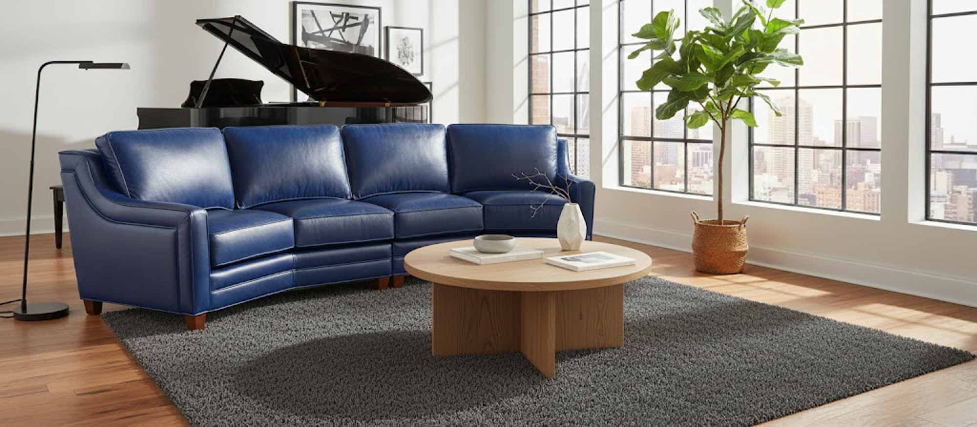 Times Square Leather Four Cushion Conversation Sofa - Image 4