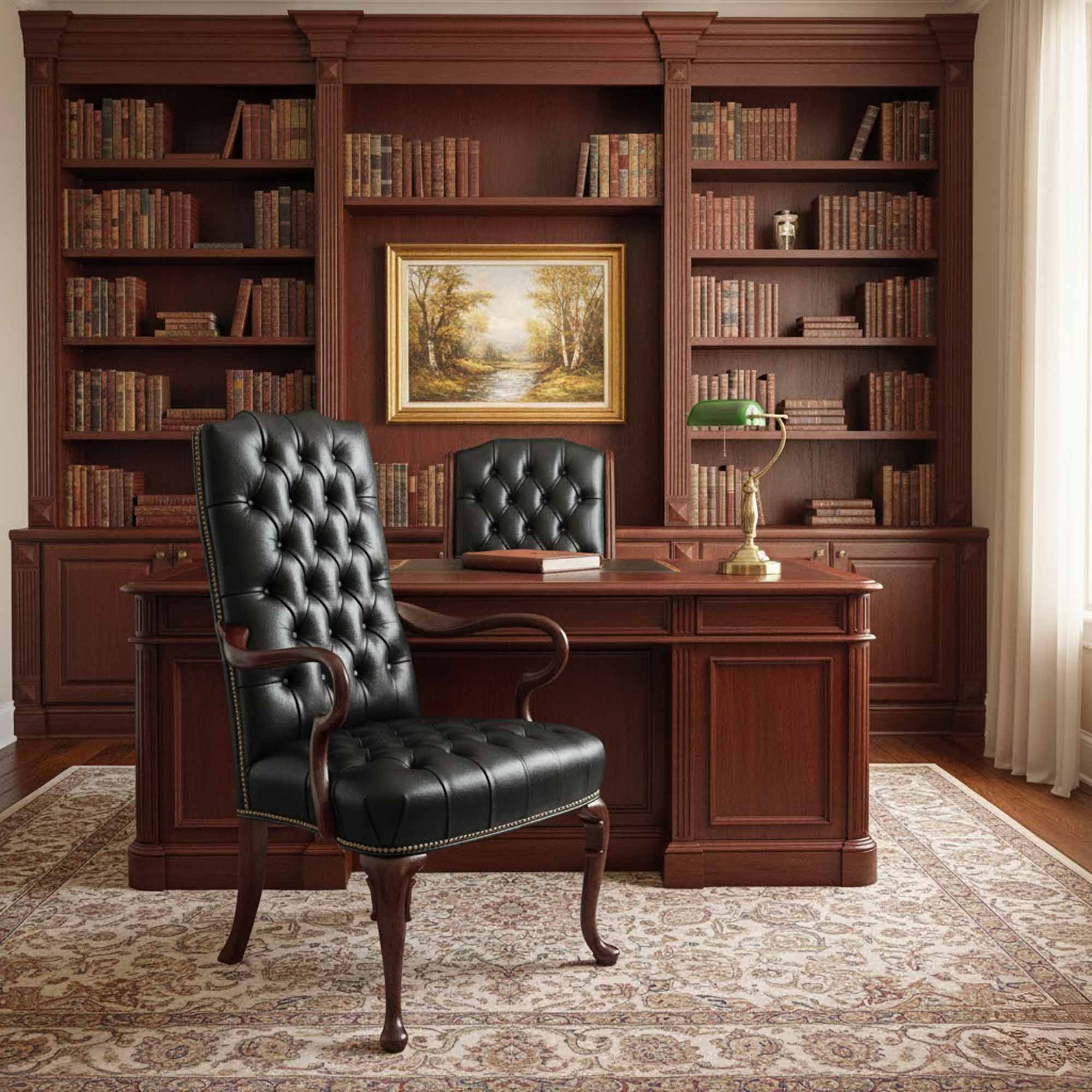 Tufted Back Gooseneck Leather Chair - Image 3