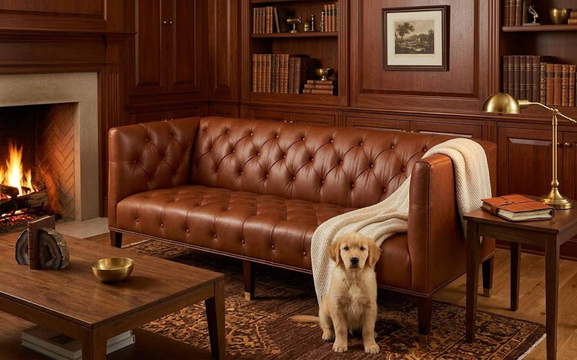 Tufted Leather Shelter Sofa - Image 4