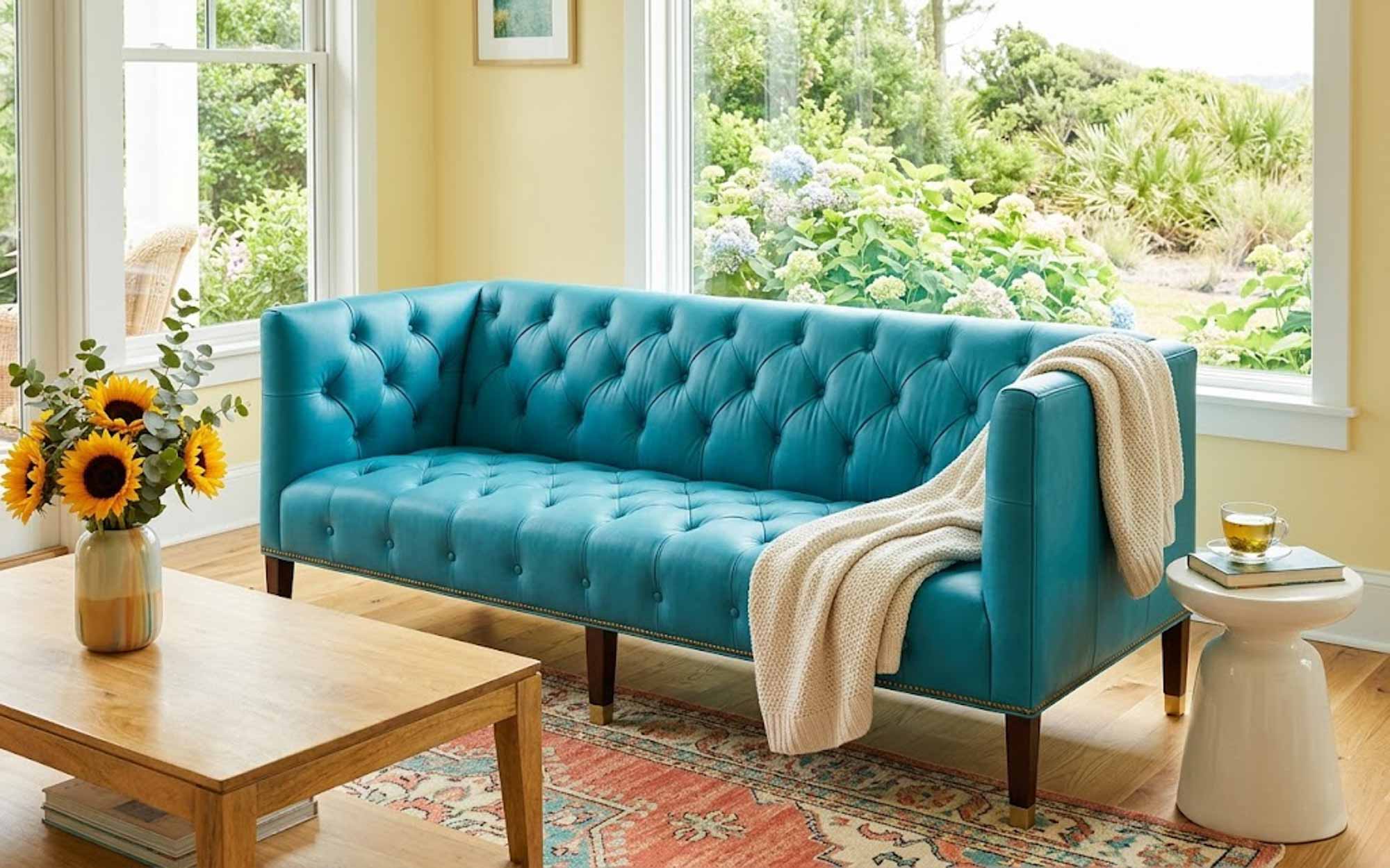 Tufted Leather Shelter Sofa - Image 6