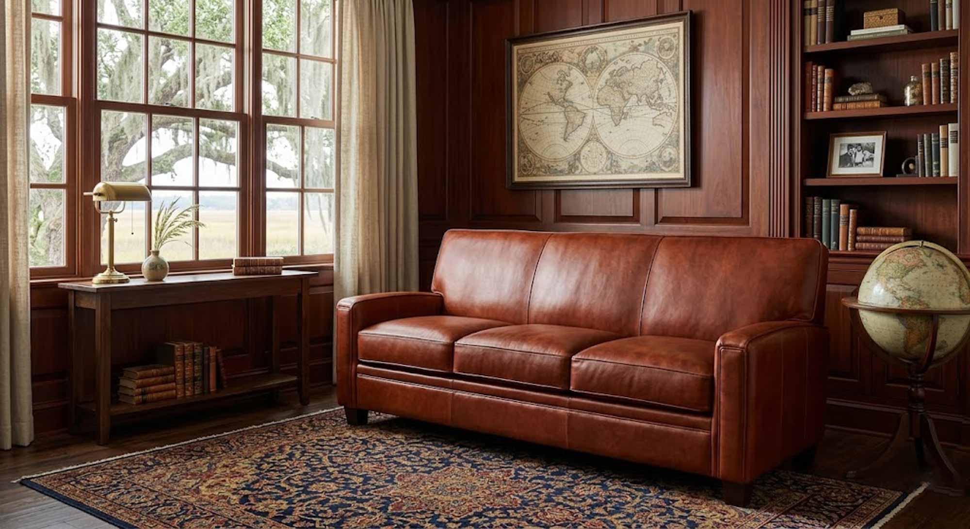 Vanderpump Leather Queen Size Sofa Sleeper - Image 9