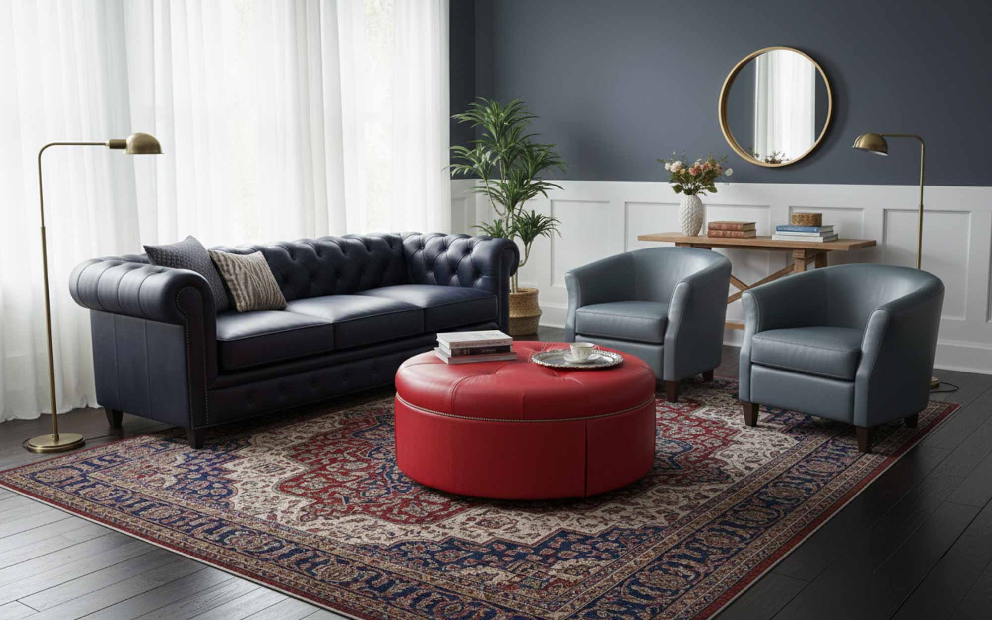 Well Rounded Leather Cocktail Ottoman - Image 6