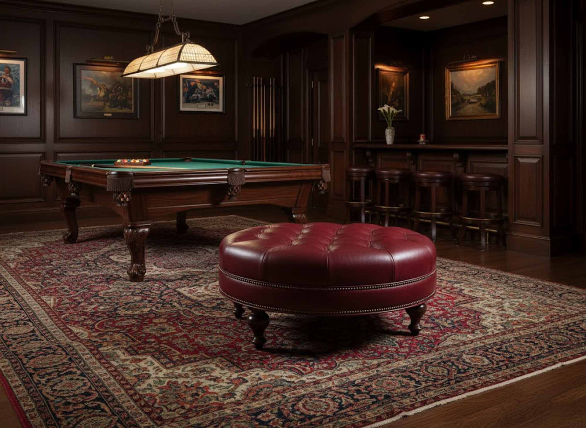 Well Rounded Tufted Top Leather Cocktail Ottoman - Image 3